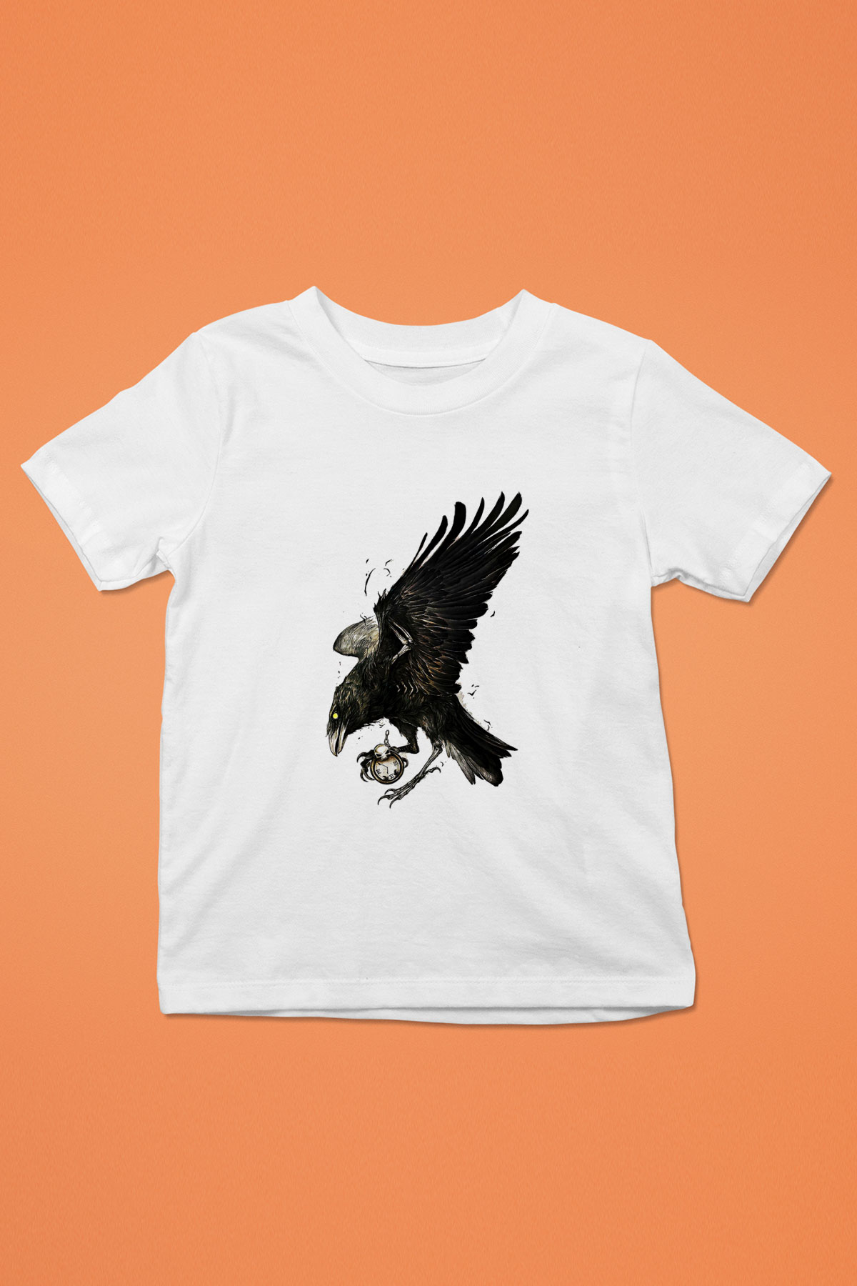 Karga Baskılı Beyaz Unisex Beyaz Çocuk Tişört - Tshirt
