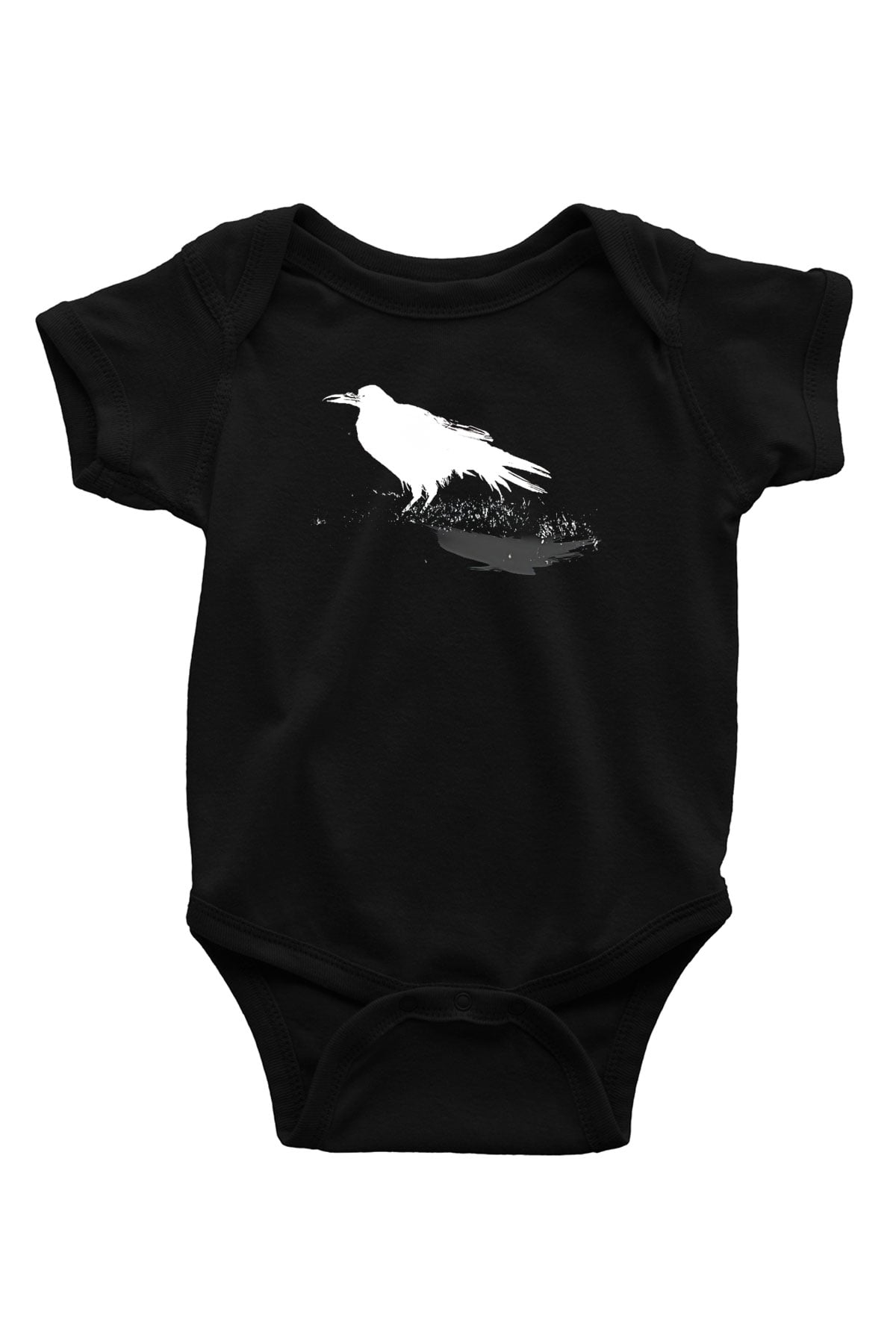 Karga Baskılı Unisex Siyah Bebek Body - Zıbın