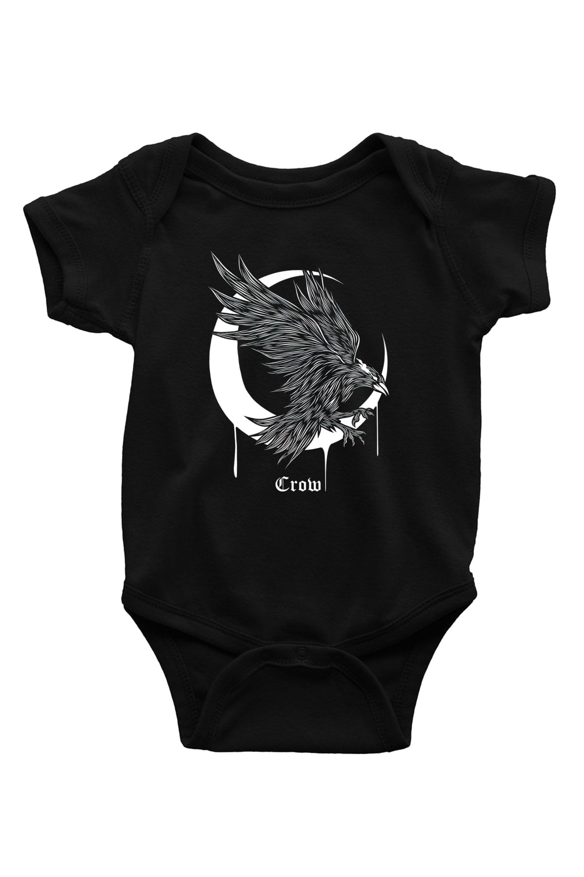 Karga Baskılı Unisex Siyah Bebek Body - Zıbın