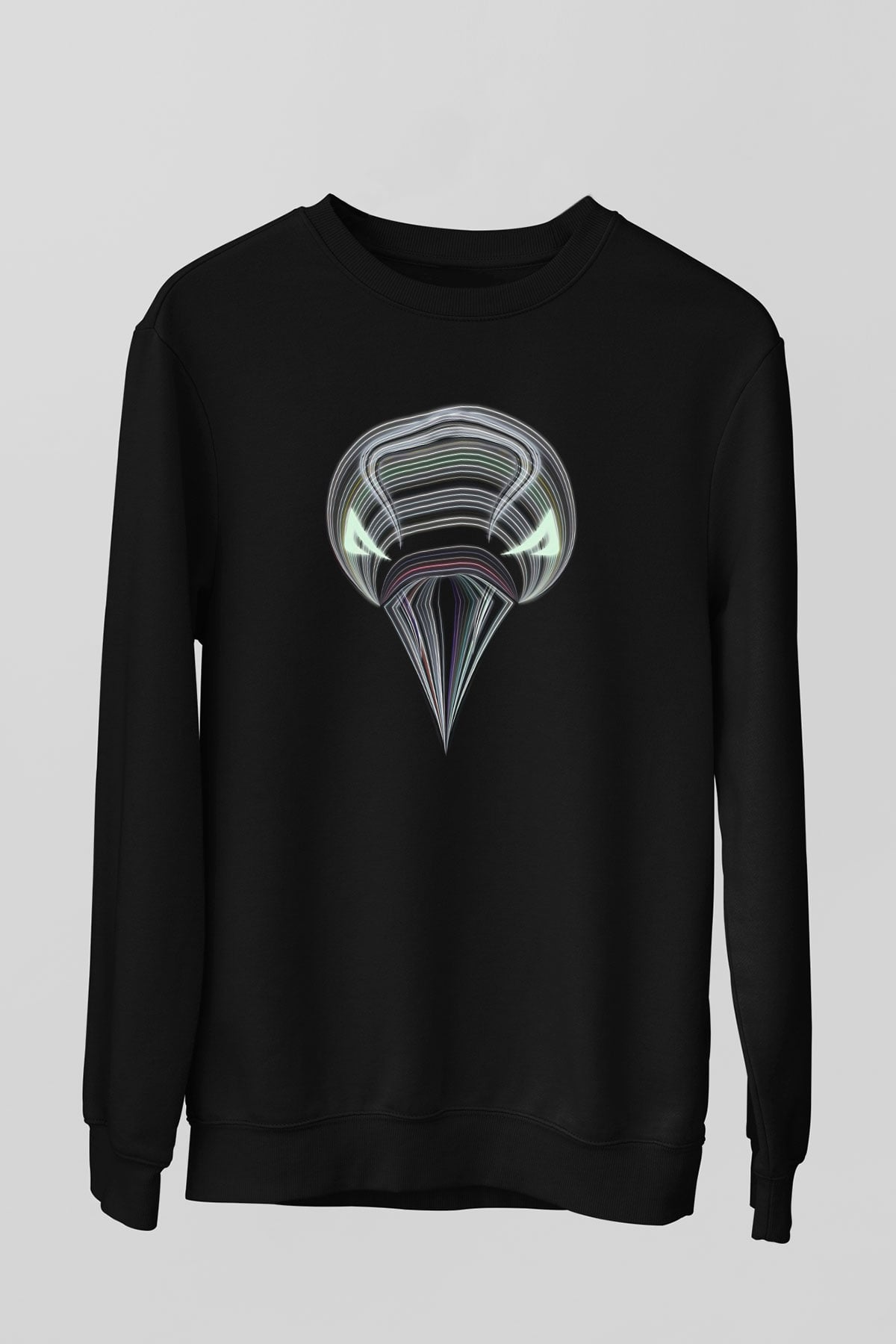Karga Baskılı Unisex Siyah Sweatshirt