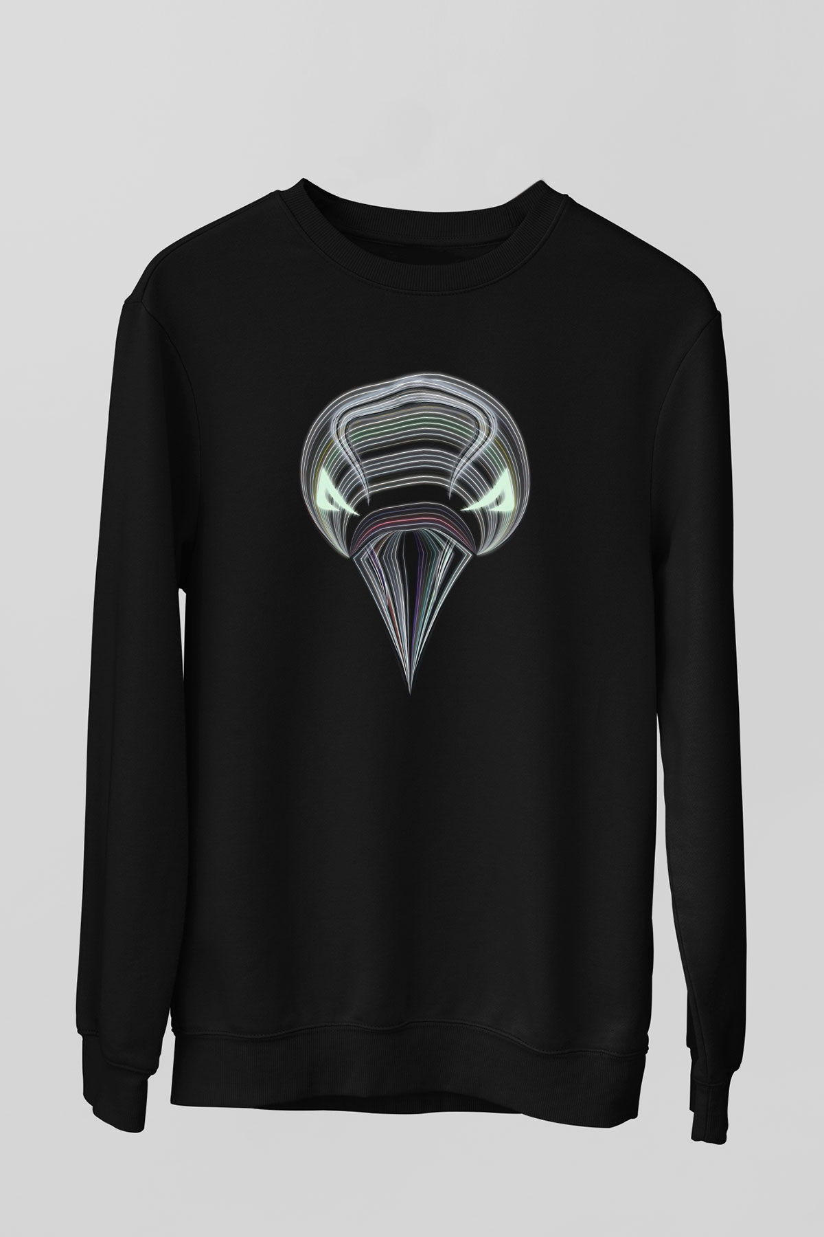 Karga Baskılı Unisex Siyah Sweatshirt