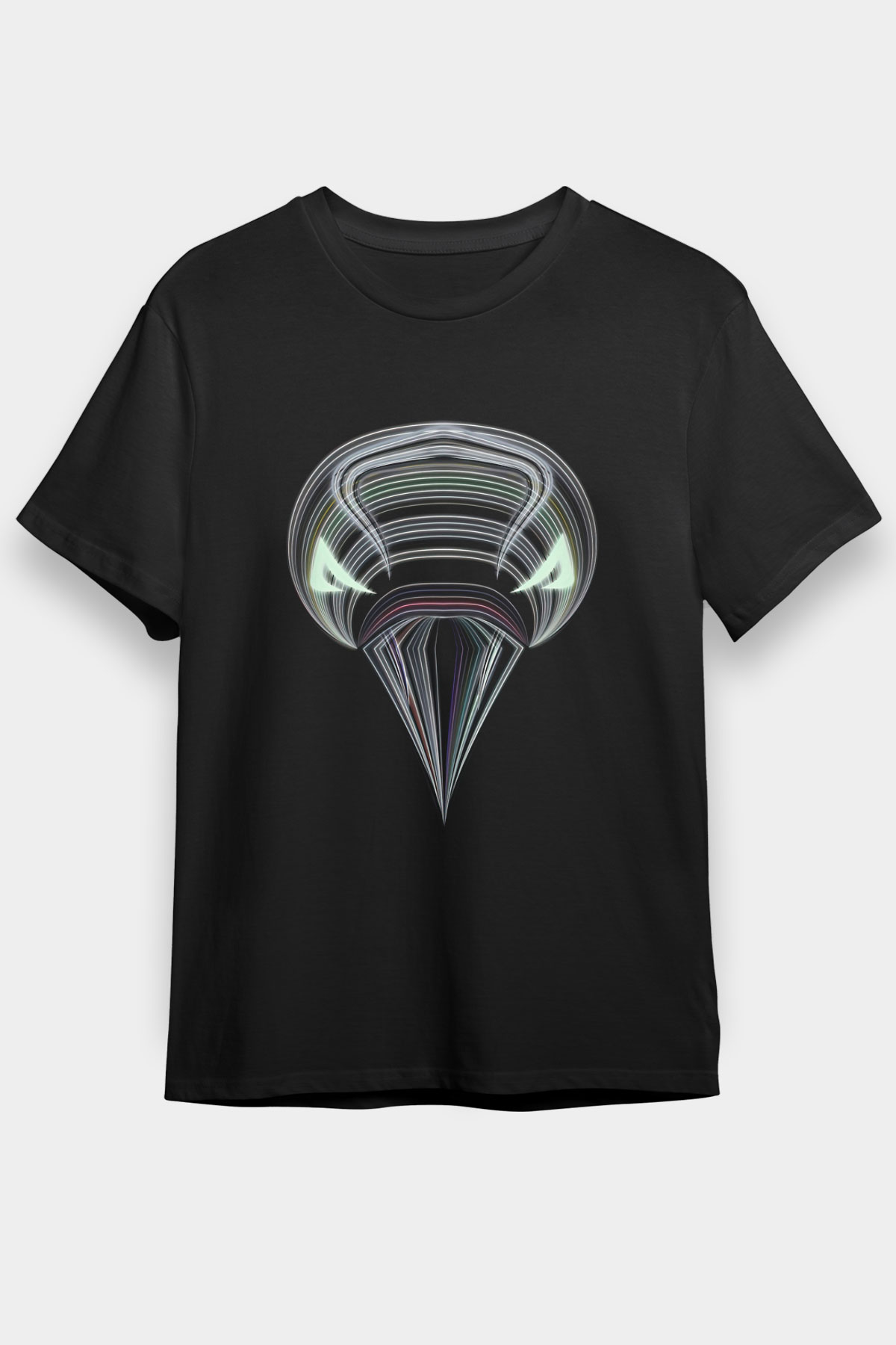 Karga Baskılı Unisex Siyah Tişört - Tshirt