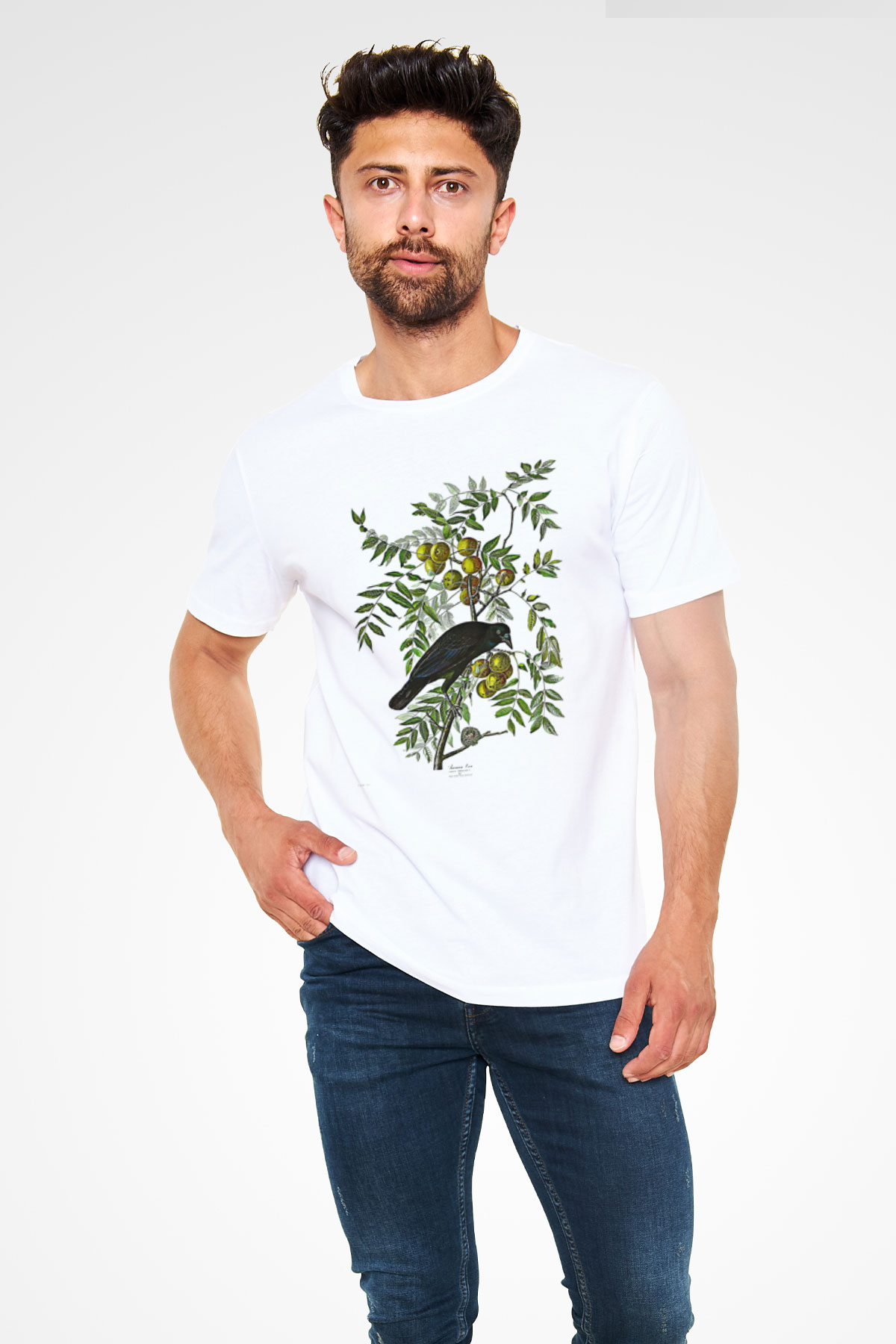 Karga Unisex Baskılı Beyaz Tişört - Tshirt