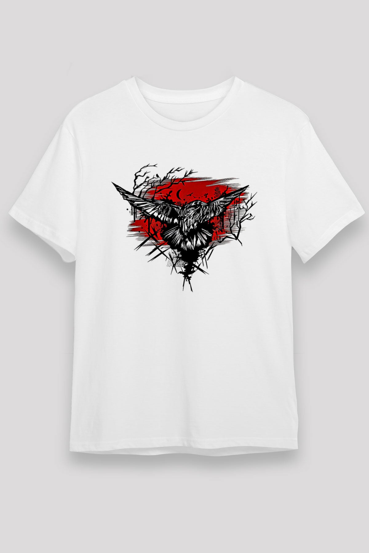 Karga Unisex Baskılı Beyaz Tişört - Tshirt