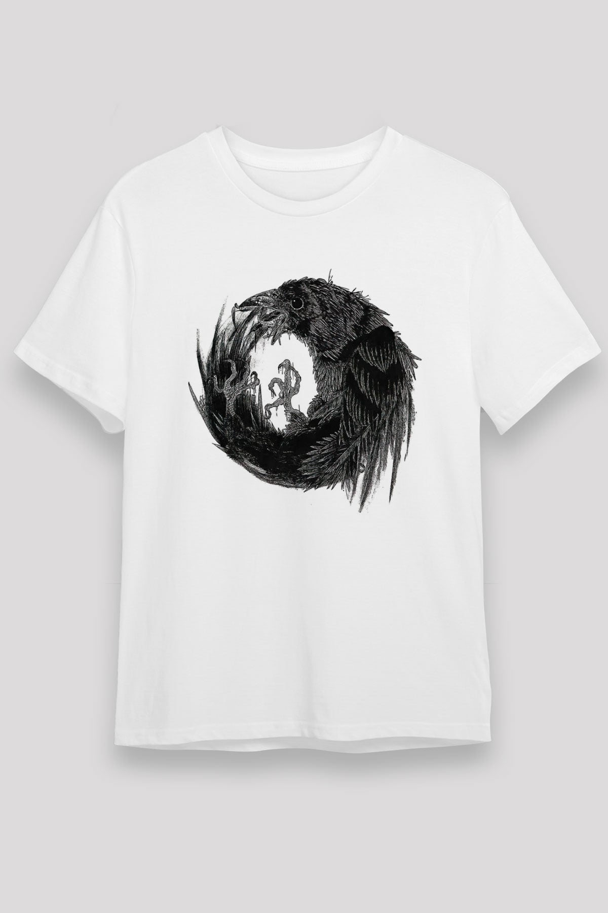 Karga Unisex Baskılı Beyaz Tişört - Tshirt