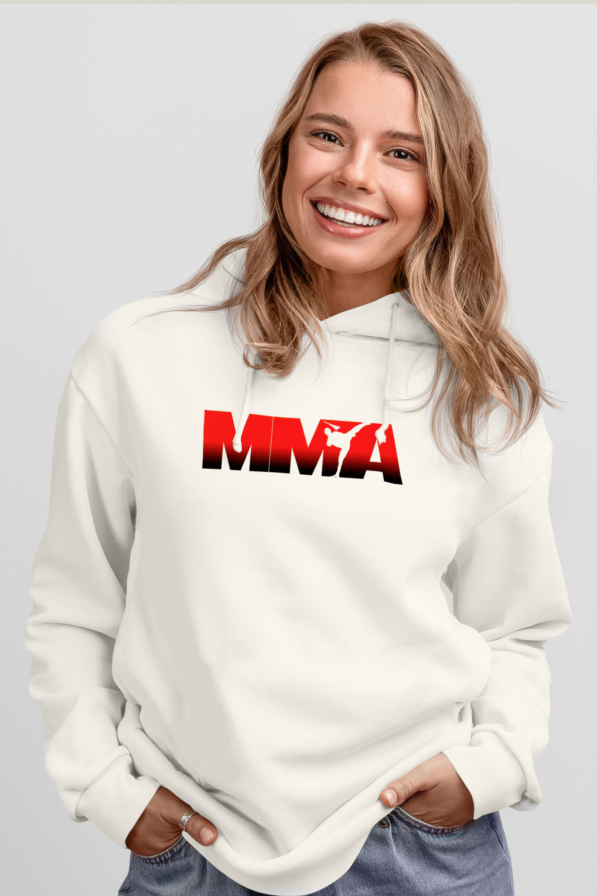 Karma dövüş sanatları Beyaz Unisex Kapüşonlu Sweatshirt