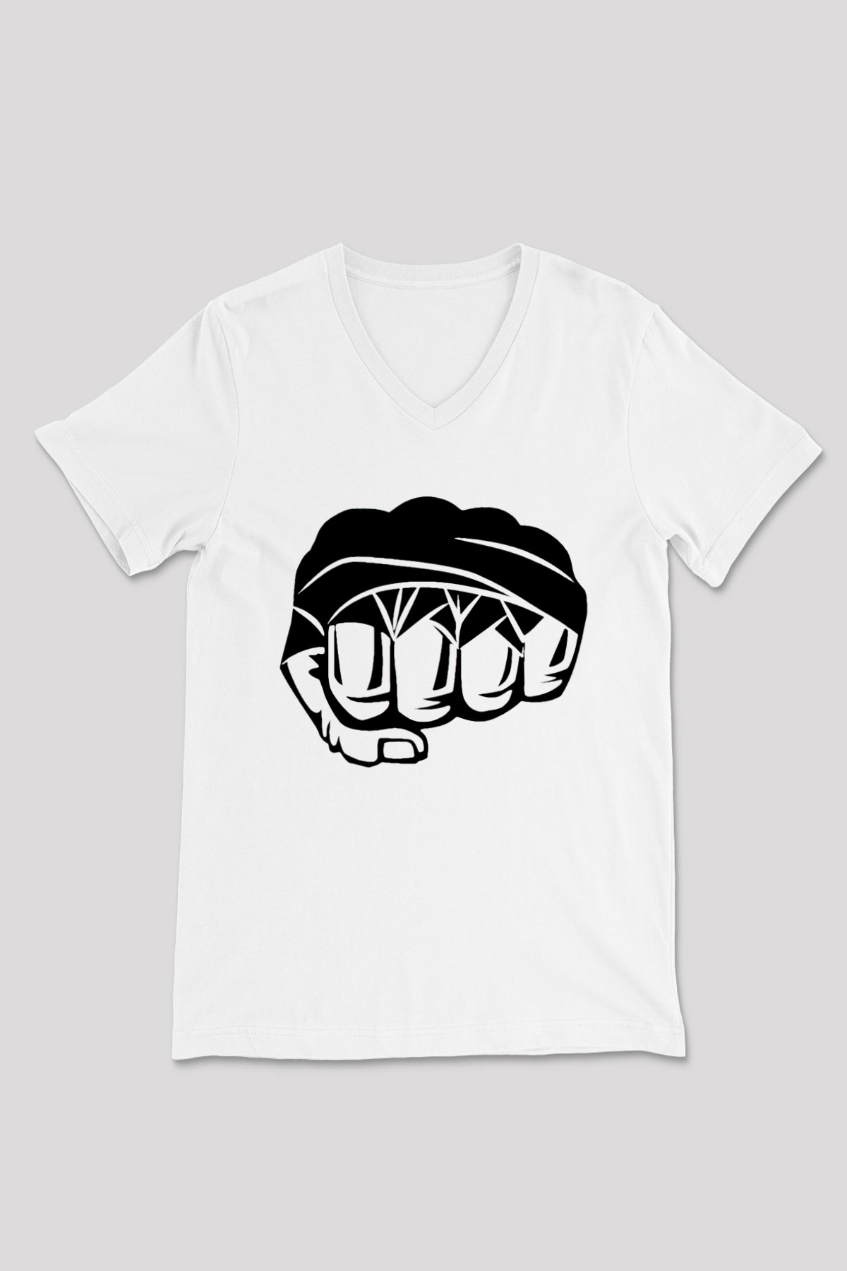 Karma dövüş sanatları Beyaz Unisex V Yaka Tişört T-Shirt