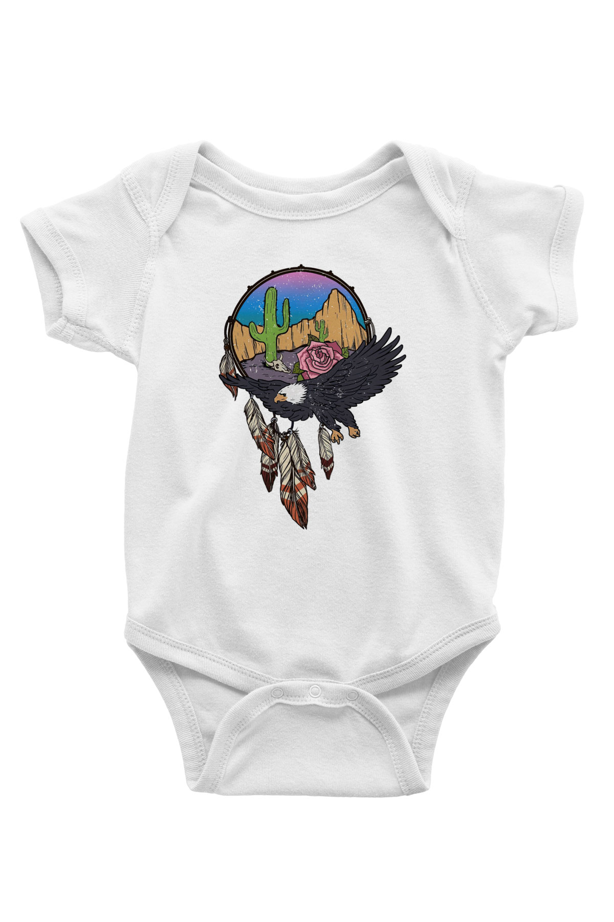 Kartal Baskılı Beyaz Unisex Bebek Body - Zıbın