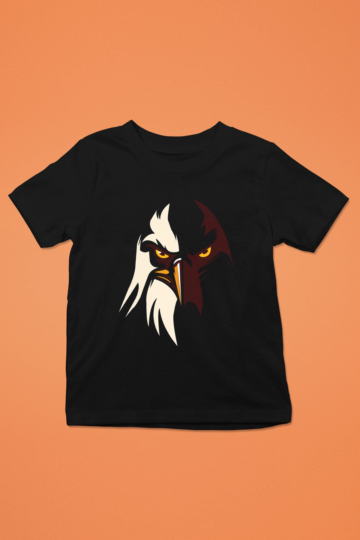Kartal Baskılı Siyah Unisex Çocuk Tişört