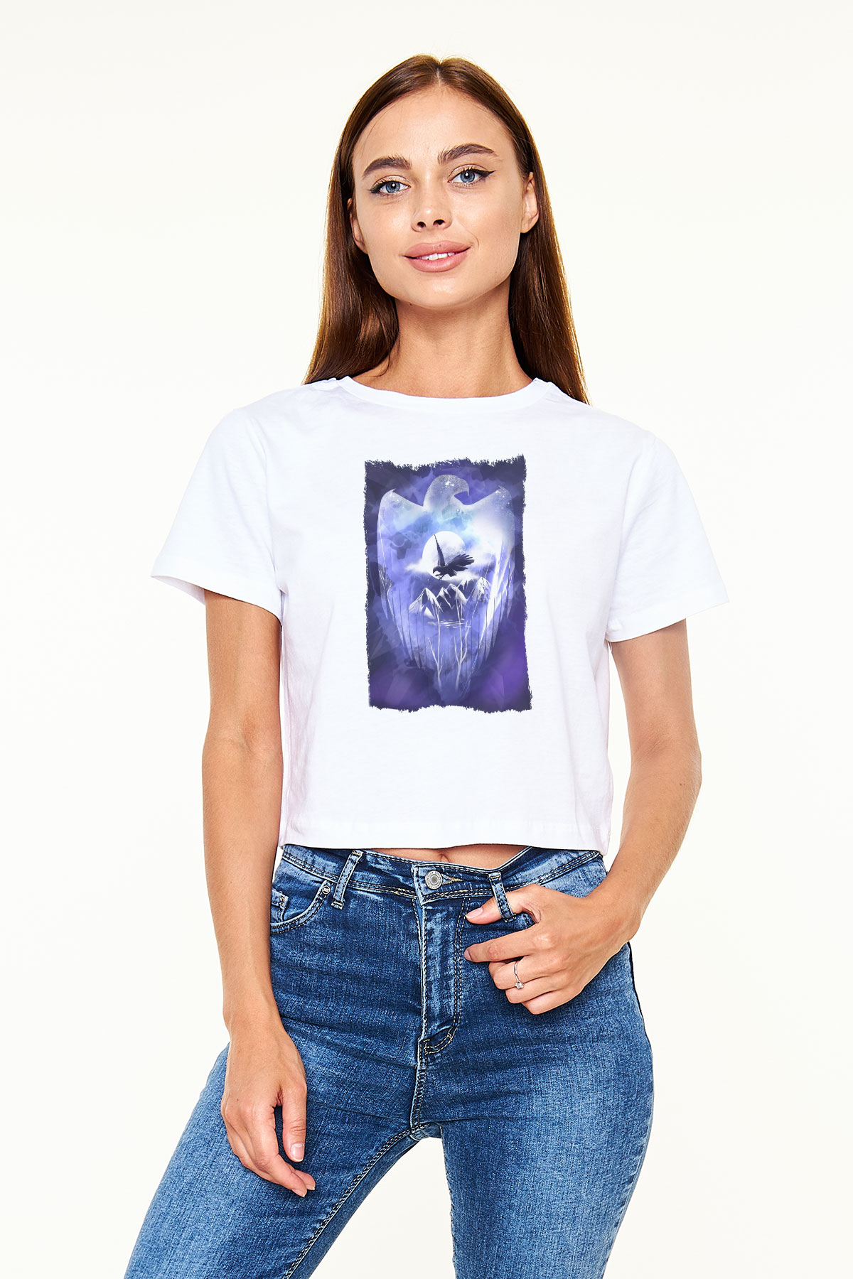 Kartal Beyaz  Crop Top Tişört
