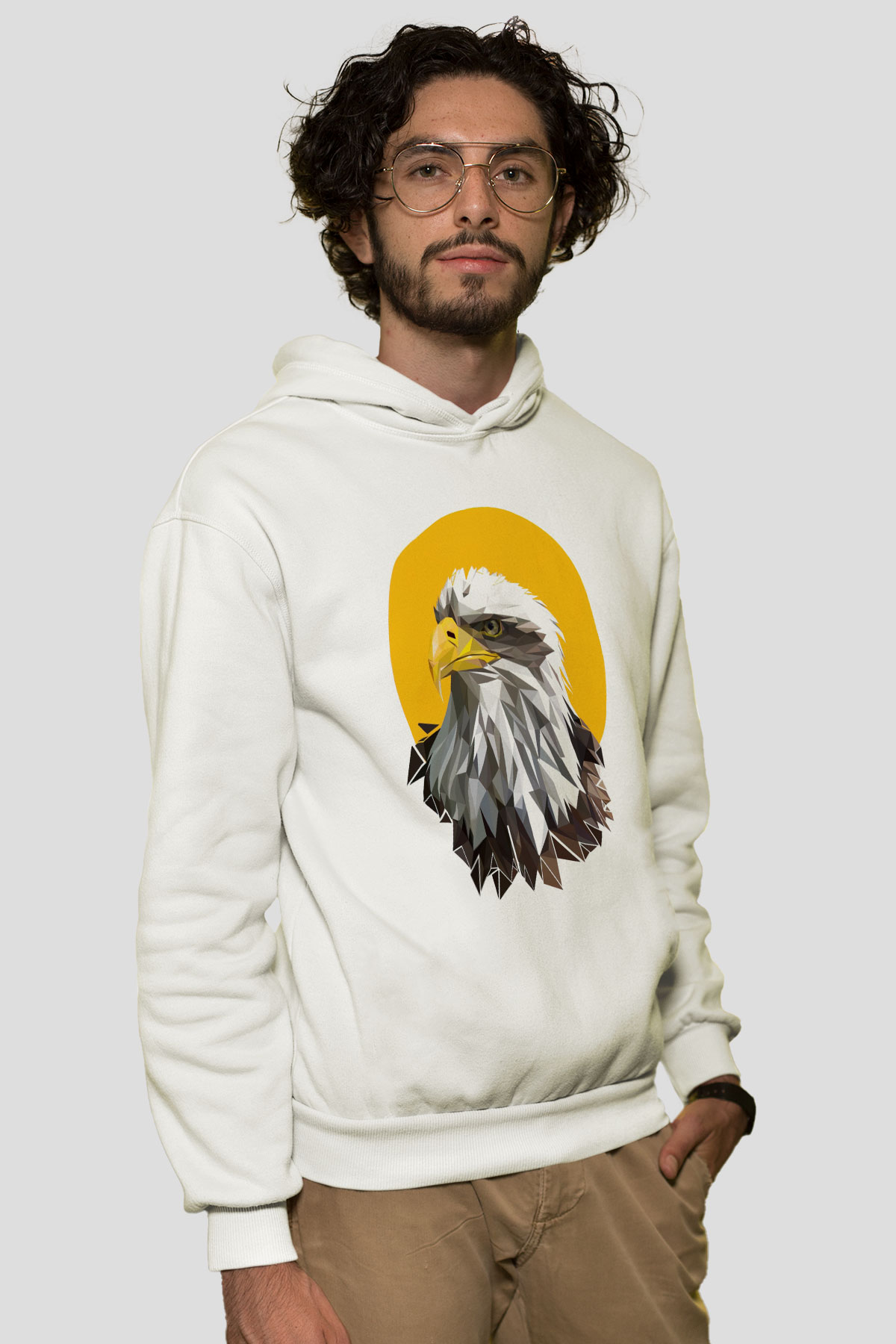 Kartal Beyaz Unisex Hoodie
