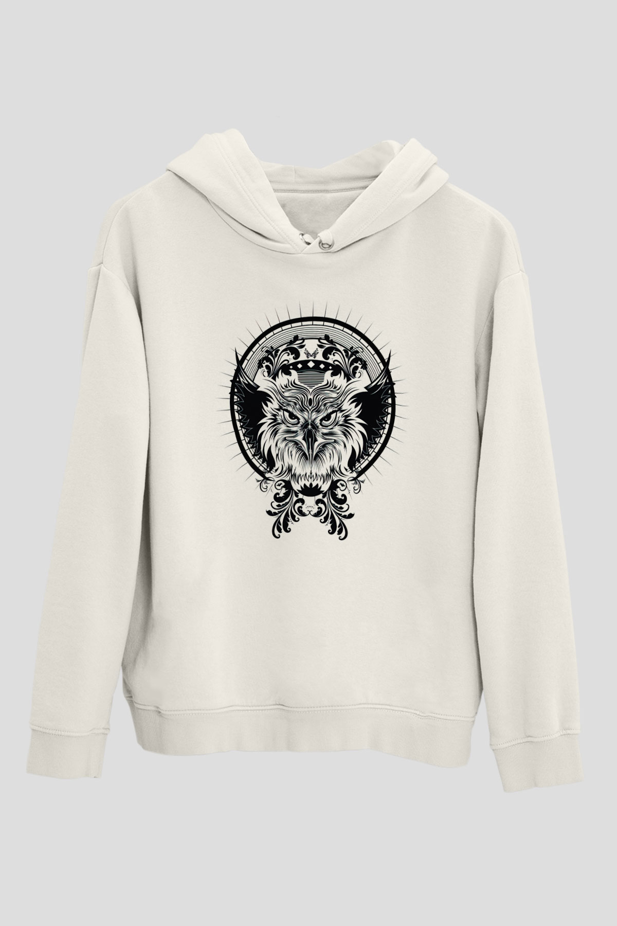 Kartal Beyaz Unisex Hoodie