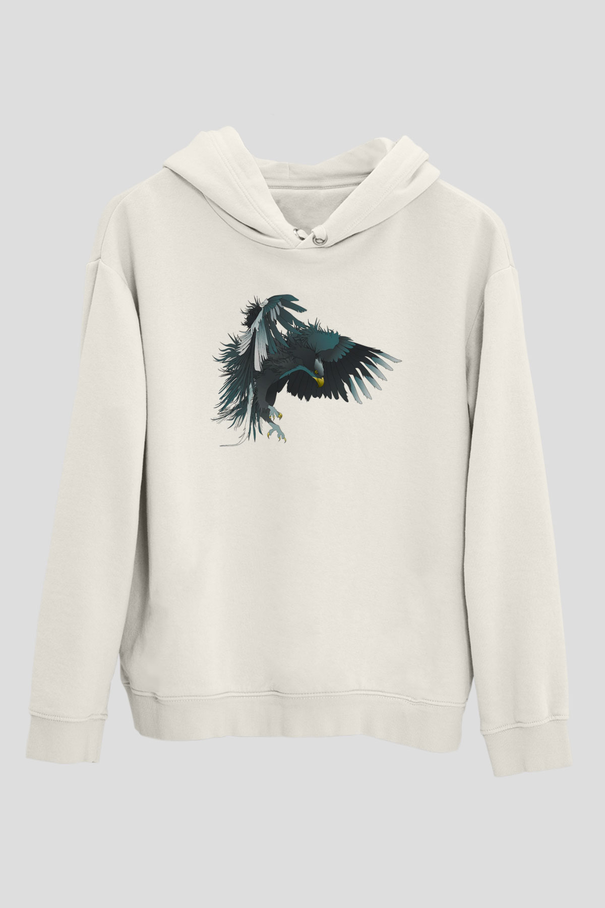 Kartal Beyaz Unisex Kapşonlu Sweatshirt