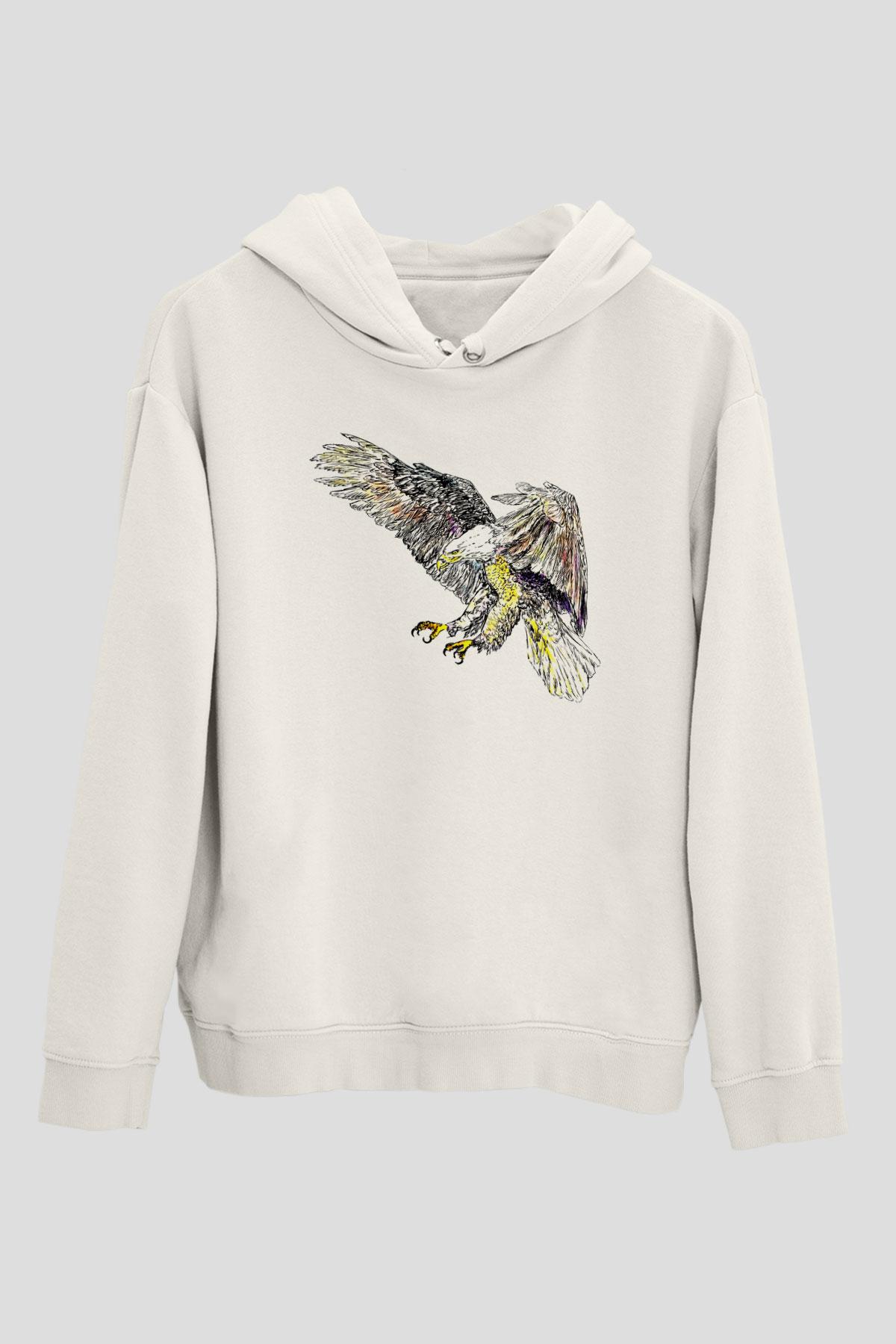 Kartal Beyaz Unisex Kapşonlu Sweatshirt