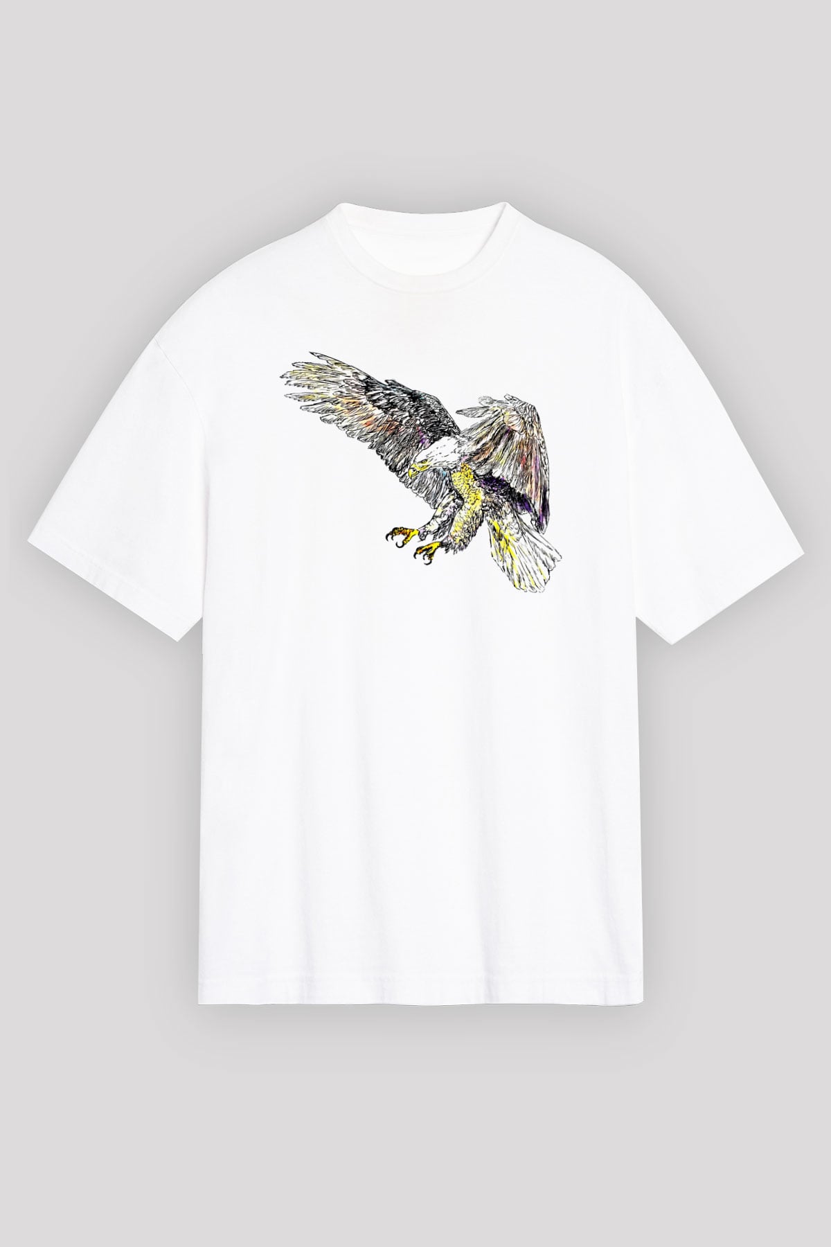 Kartal Beyaz Unisex Oversize Tişört T-Shirt