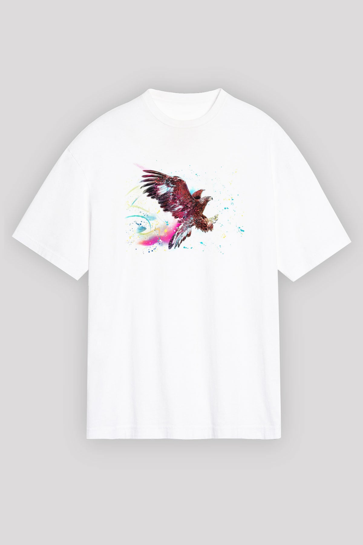 Kartal Beyaz Unisex Oversize Tişört T-Shirt