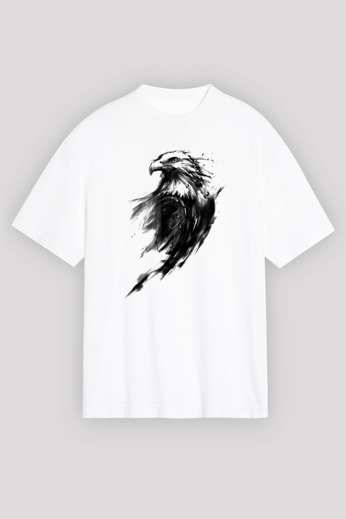 Kartal Beyaz Unisex Oversize Tişört T-Shirt