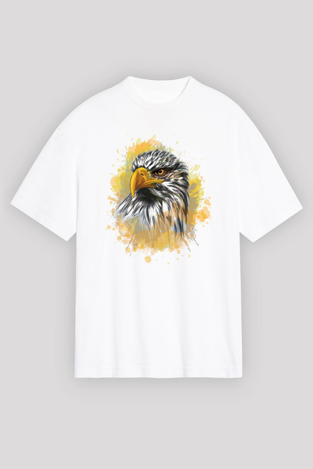 Kartal Beyaz Unisex Oversize Tişört T-Shirt