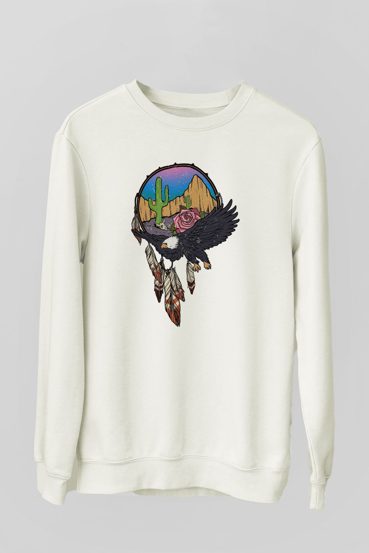 Kartal Beyaz Unisex Sweatshirt