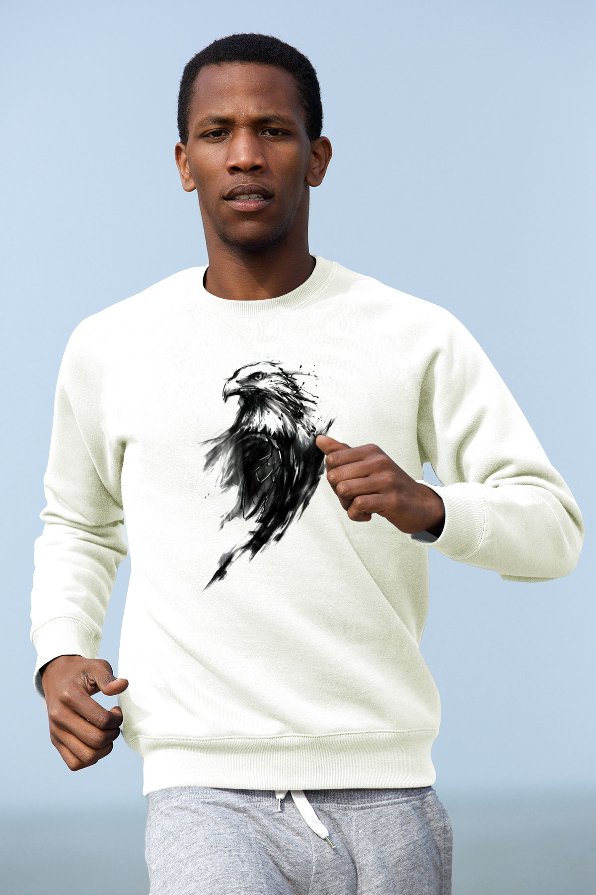 Kartal Beyaz Unisex Sweatshirt