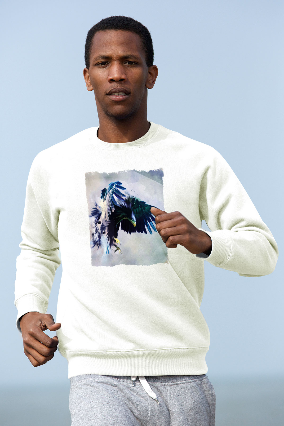 Kartal Beyaz Unisex Sweatshirt