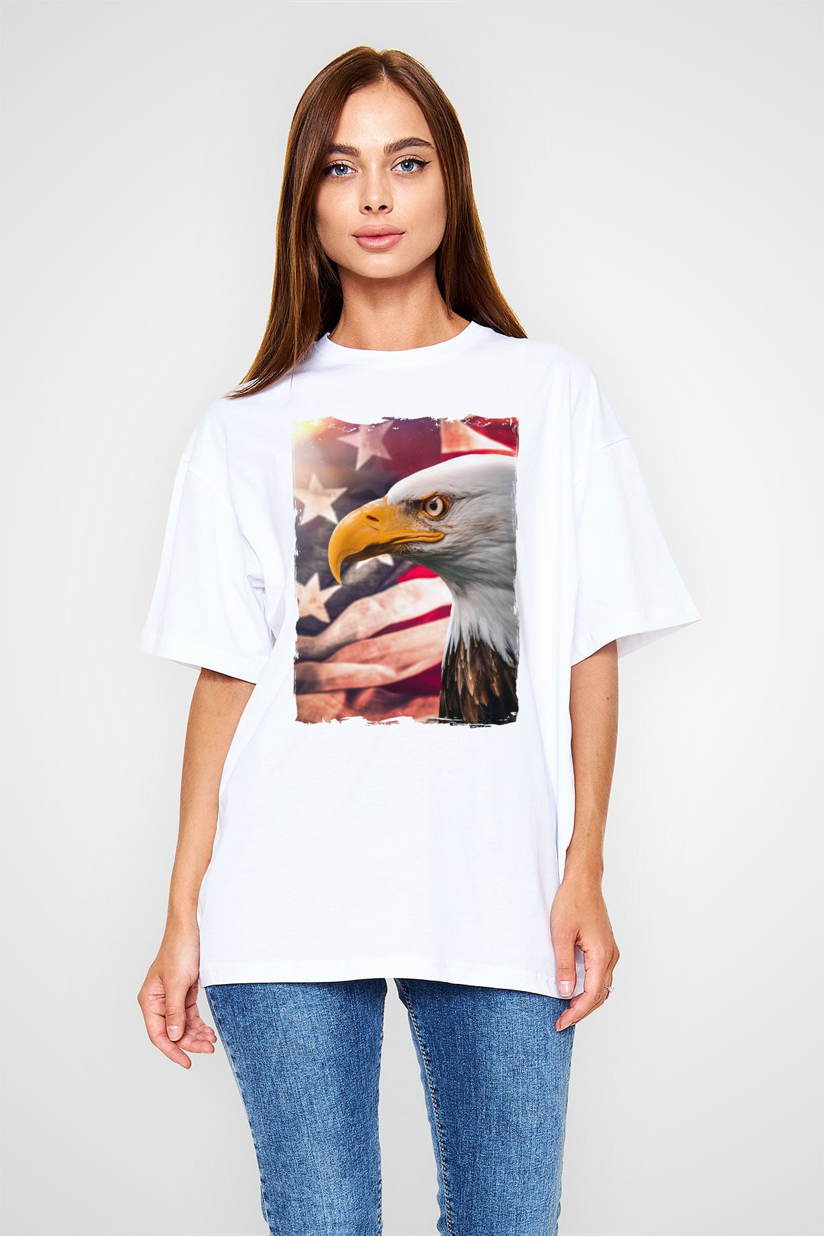 Kartal Beyaz Unisex Tişört T-Shirt - TişörtFabrikası