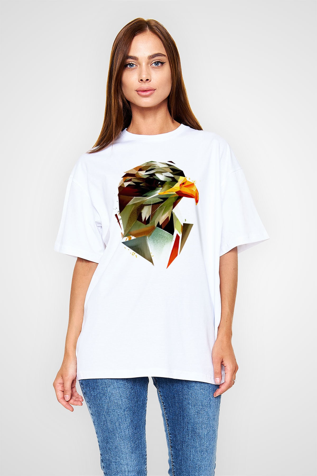 Kartal Beyaz Unisex Tişört T-Shirt - TişörtFabrikası