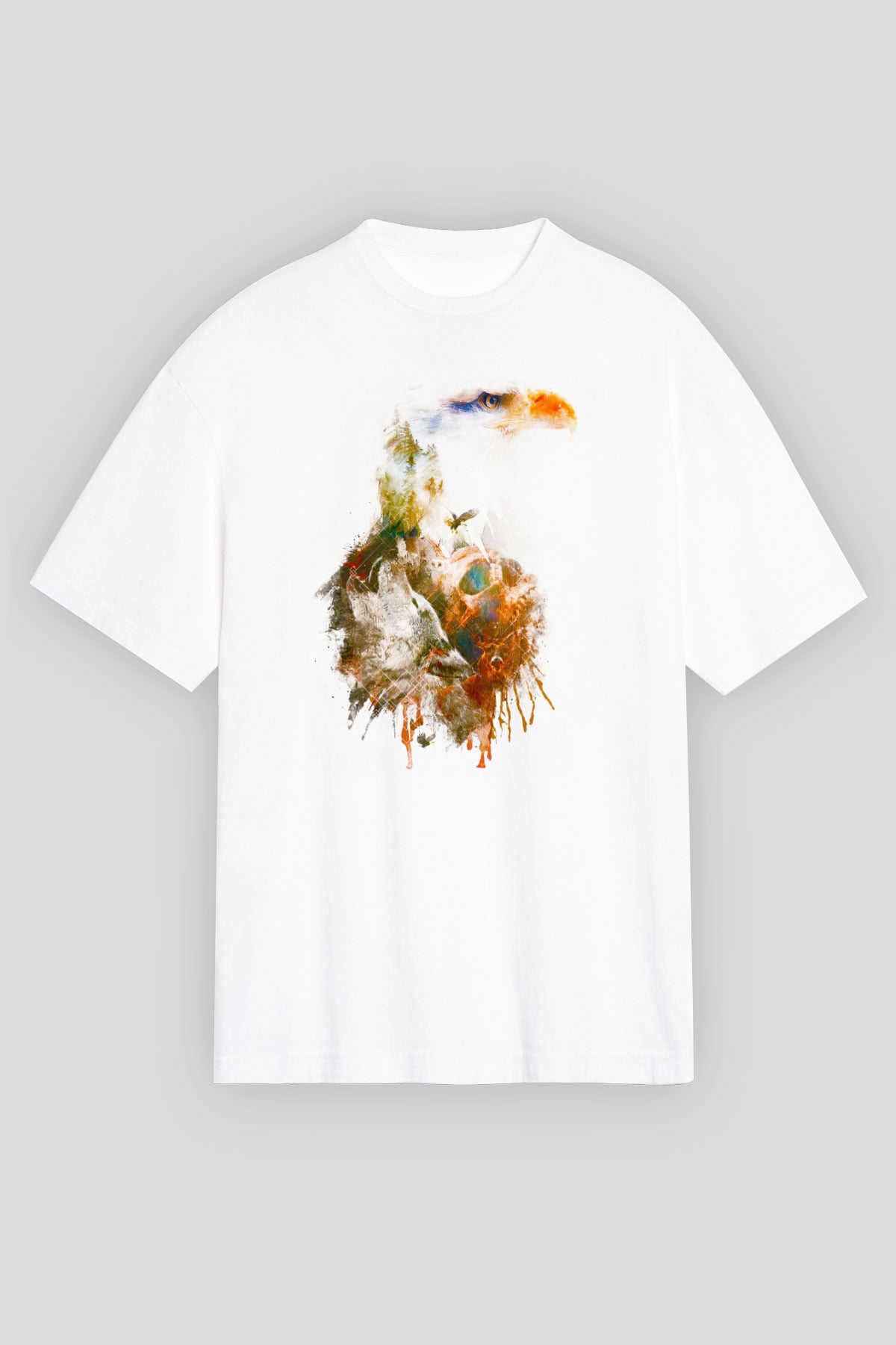 Kartal Beyaz Unisex Tişört T-Shirt - TişörtFabrikası