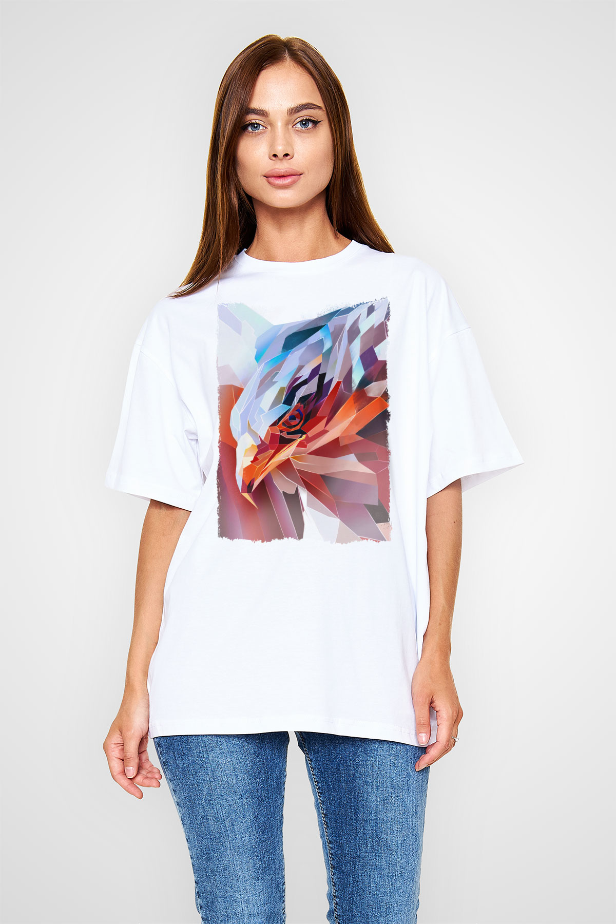 Kartal Beyaz Unisex Tişört T-Shirt - TişörtFabrikası