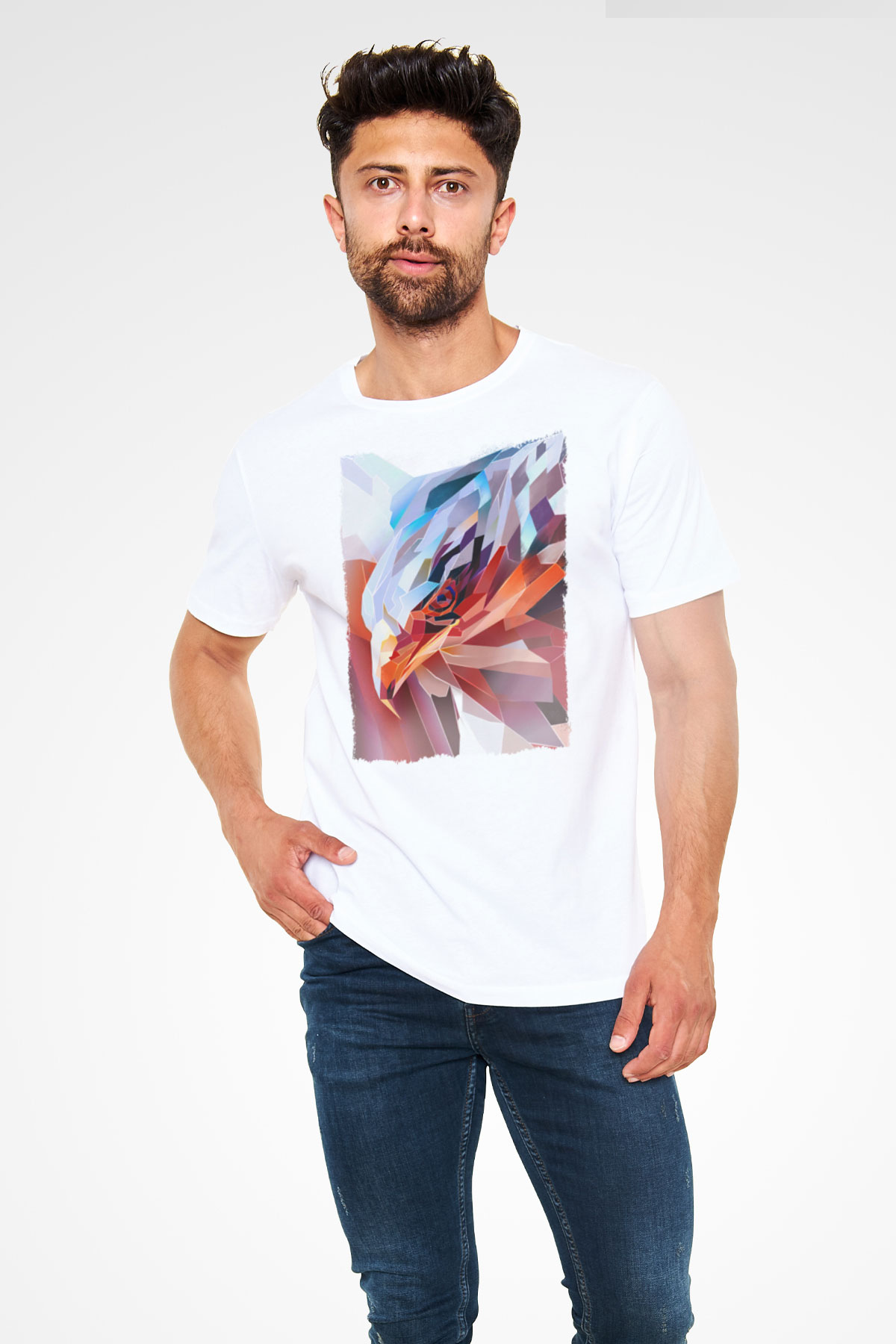 Kartal Beyaz Unisex Tişört T-Shirt - TişörtFabrikası