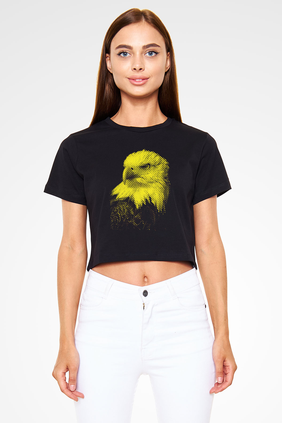 Kartal Siyah  Crop Top Tişört