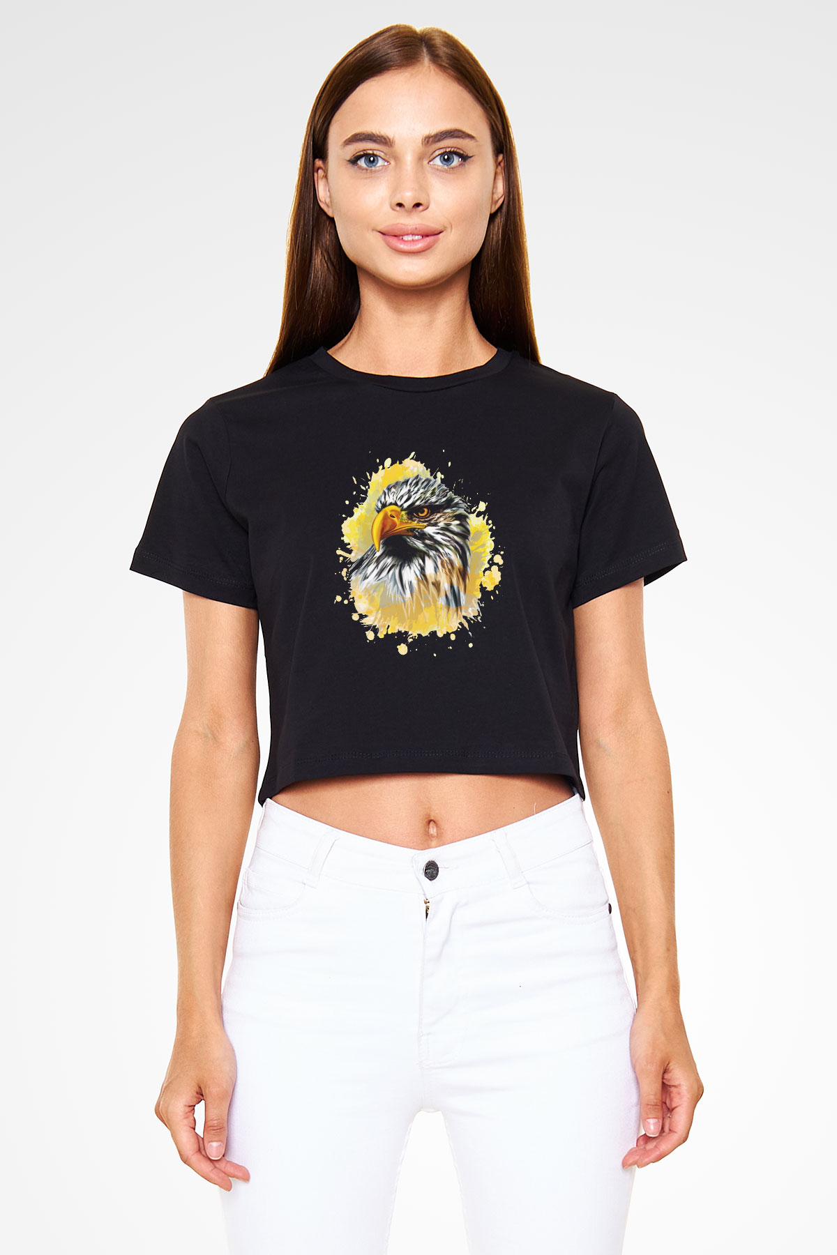 Kartal Siyah Crop Top Tişört