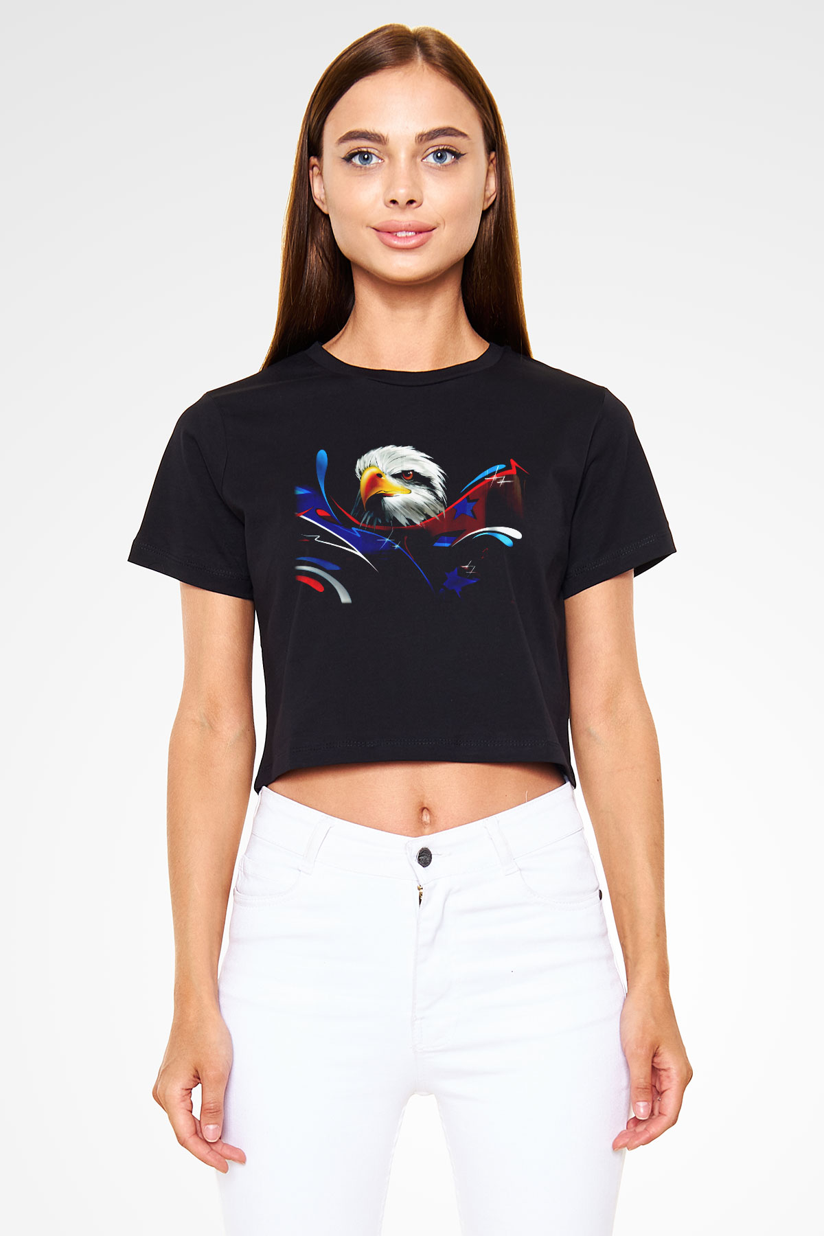 Kartal Siyah Crop Top Tişört