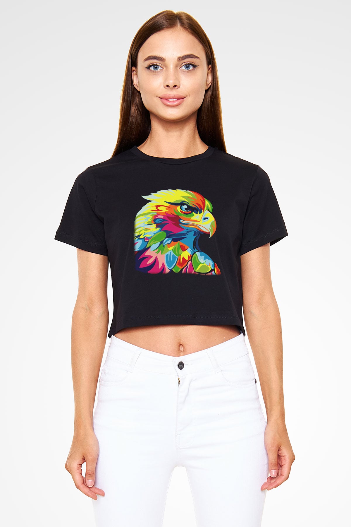 Kartal Siyah Crop Top Tişört