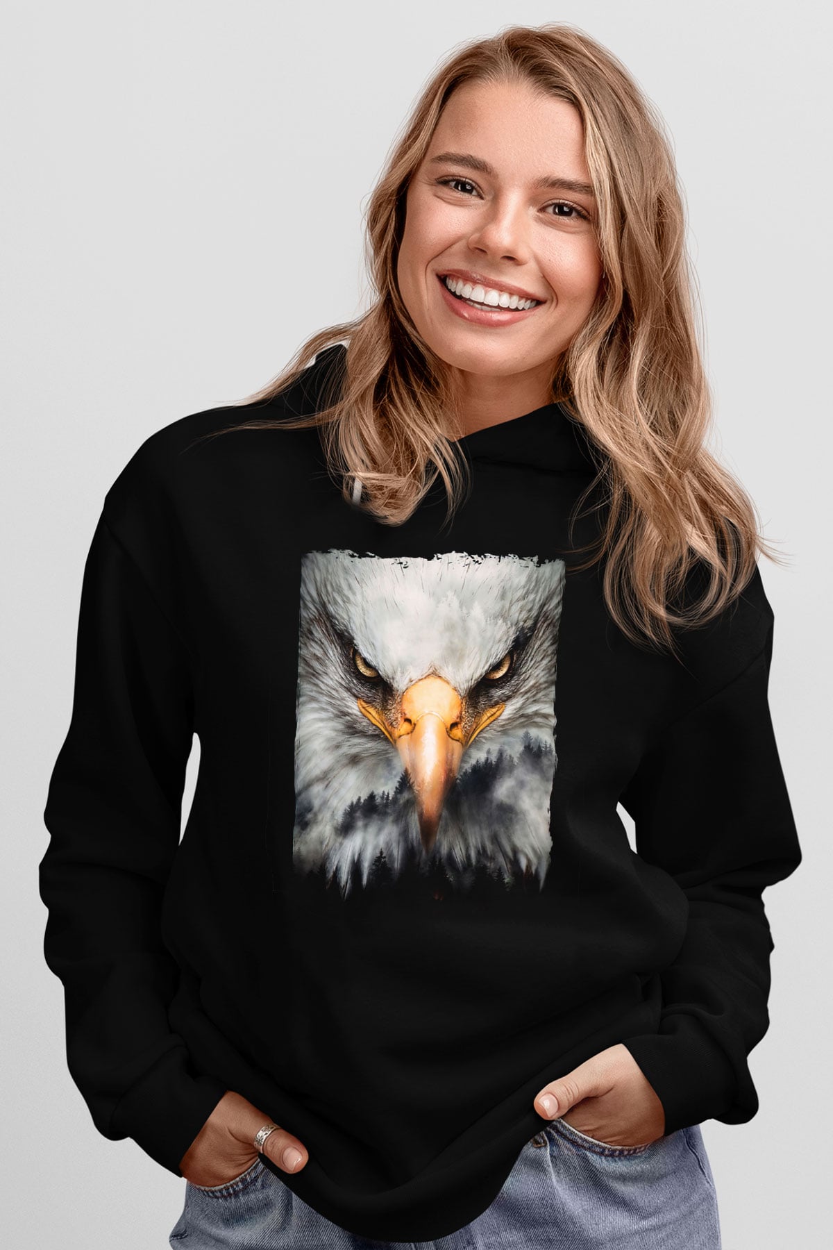 Kartal Siyah Unisex Hoodie