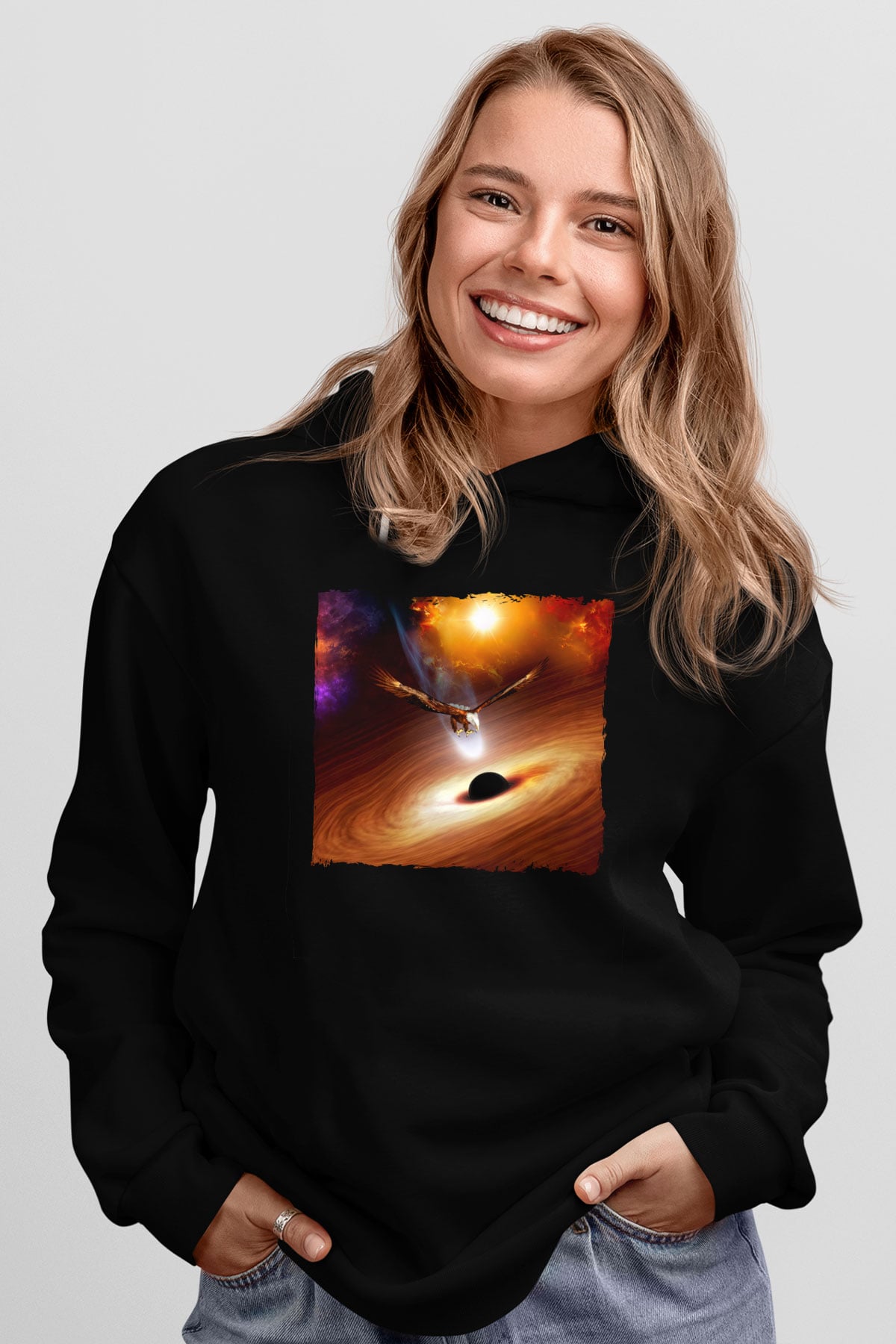 Kartal Siyah Unisex Hoodie