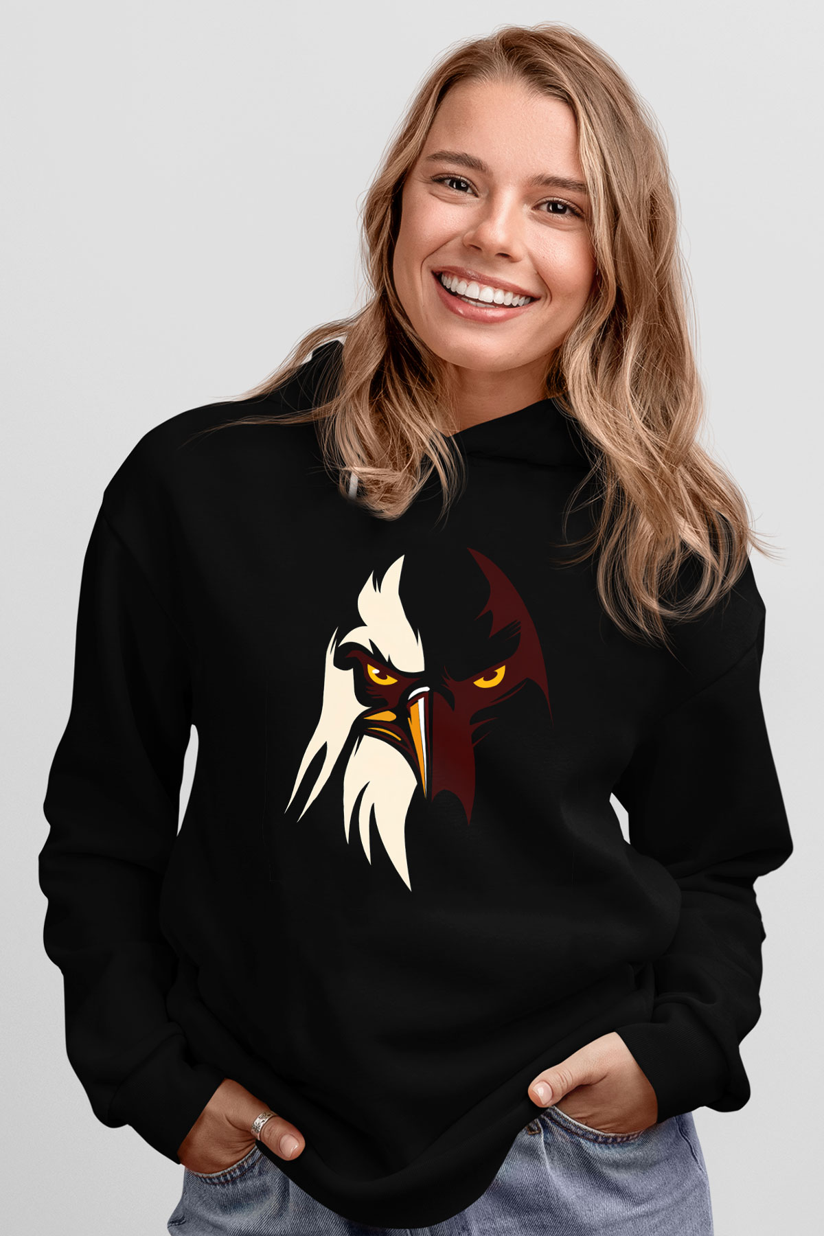 Kartal Siyah Unisex Hoodie