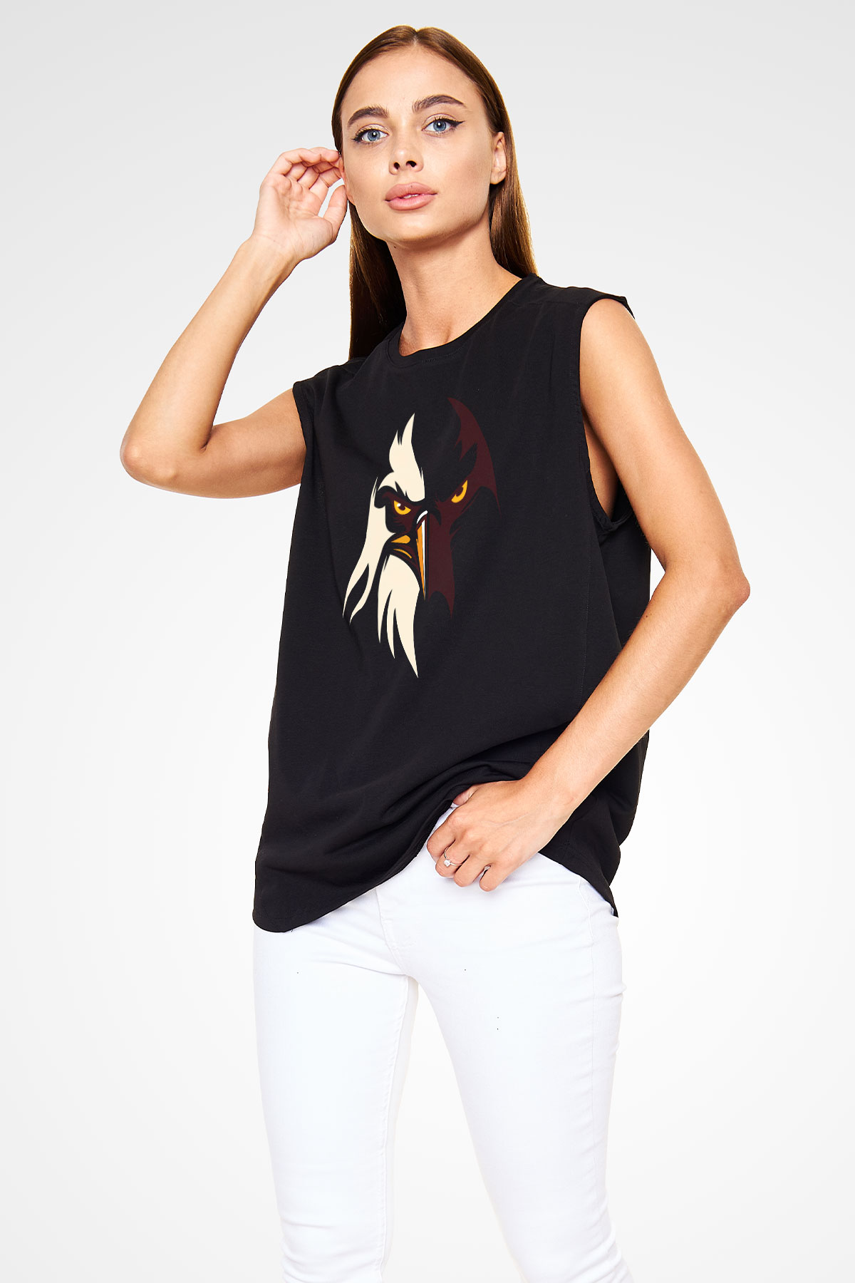 Kartal Siyah Unisex Kolsuz Tişört