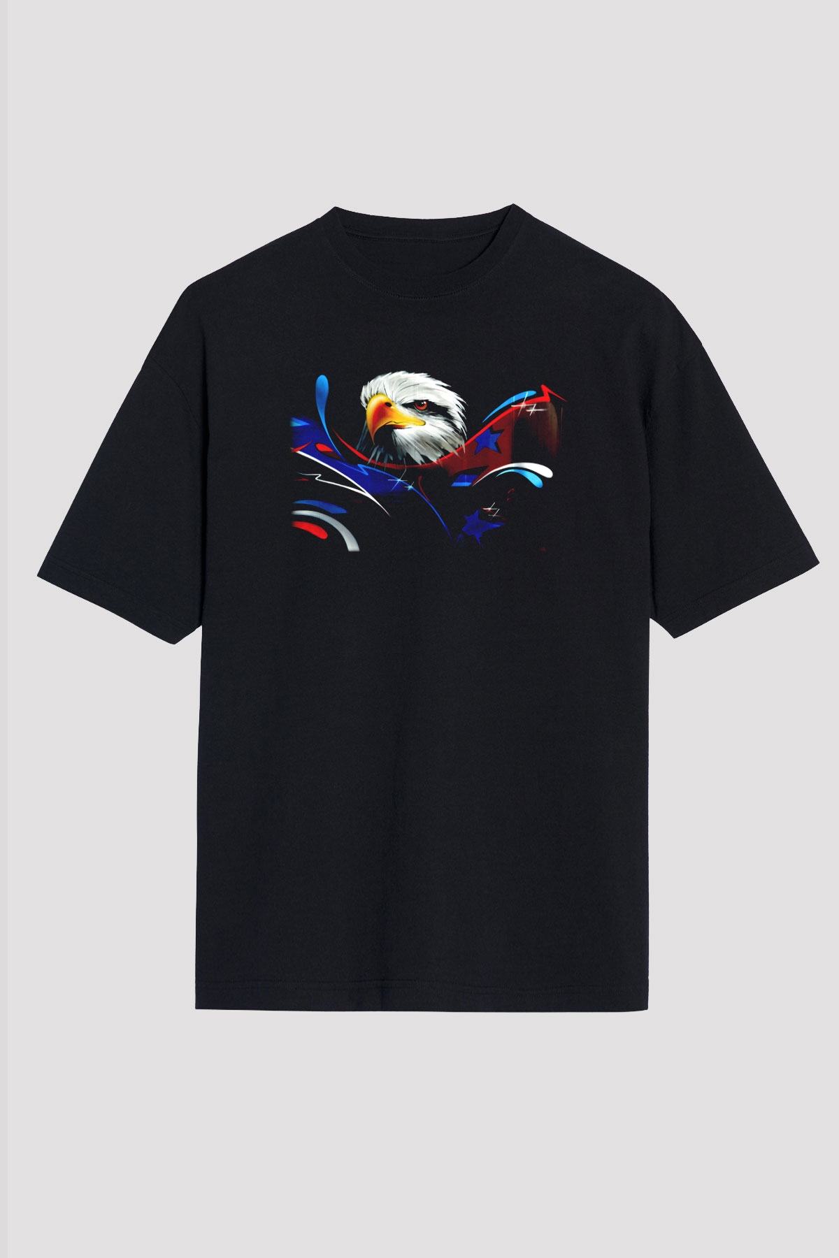 Kartal Siyah Unisex Oversize Tişört T-Shirt