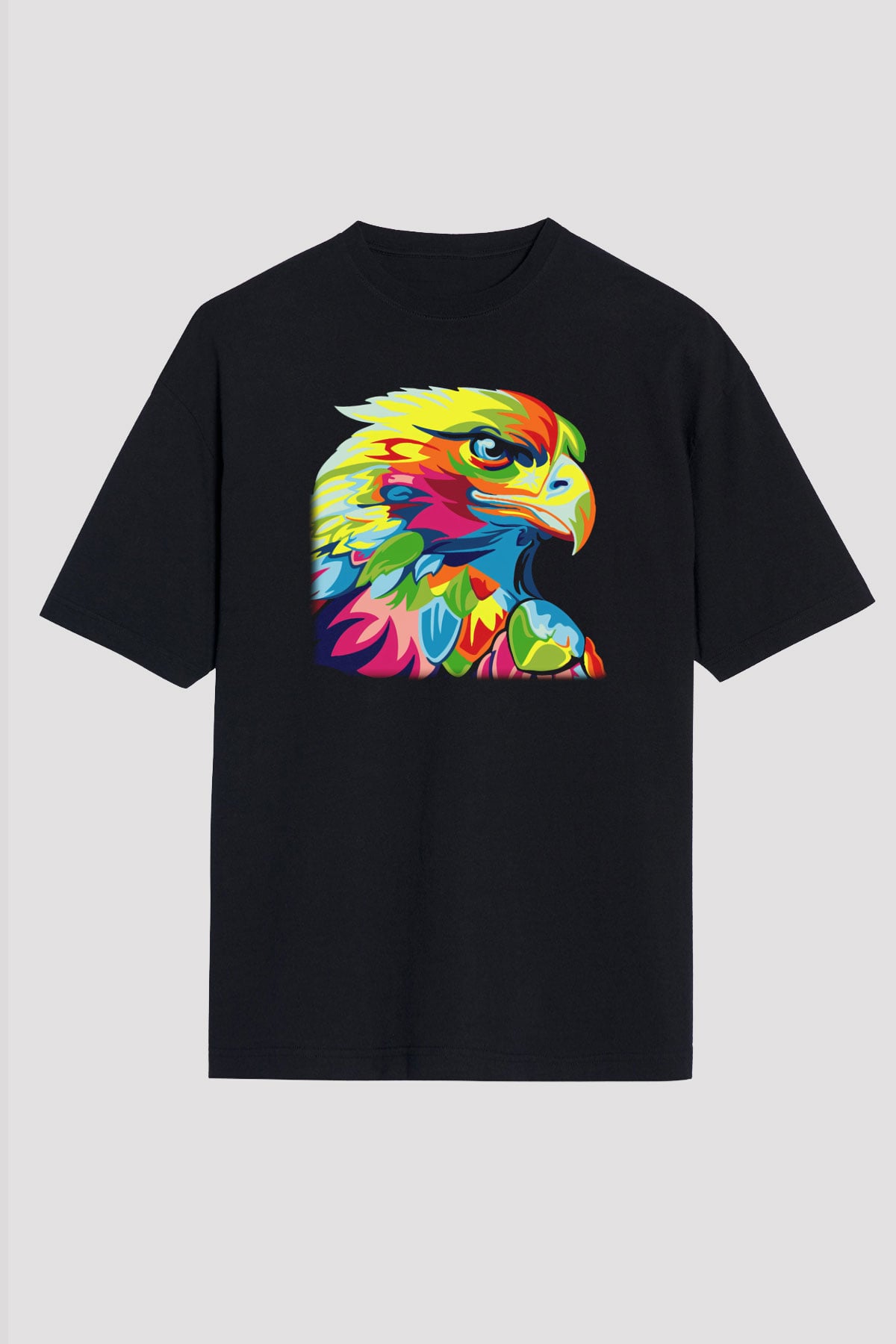 Kartal Siyah Unisex Oversize Tişört T-Shirt