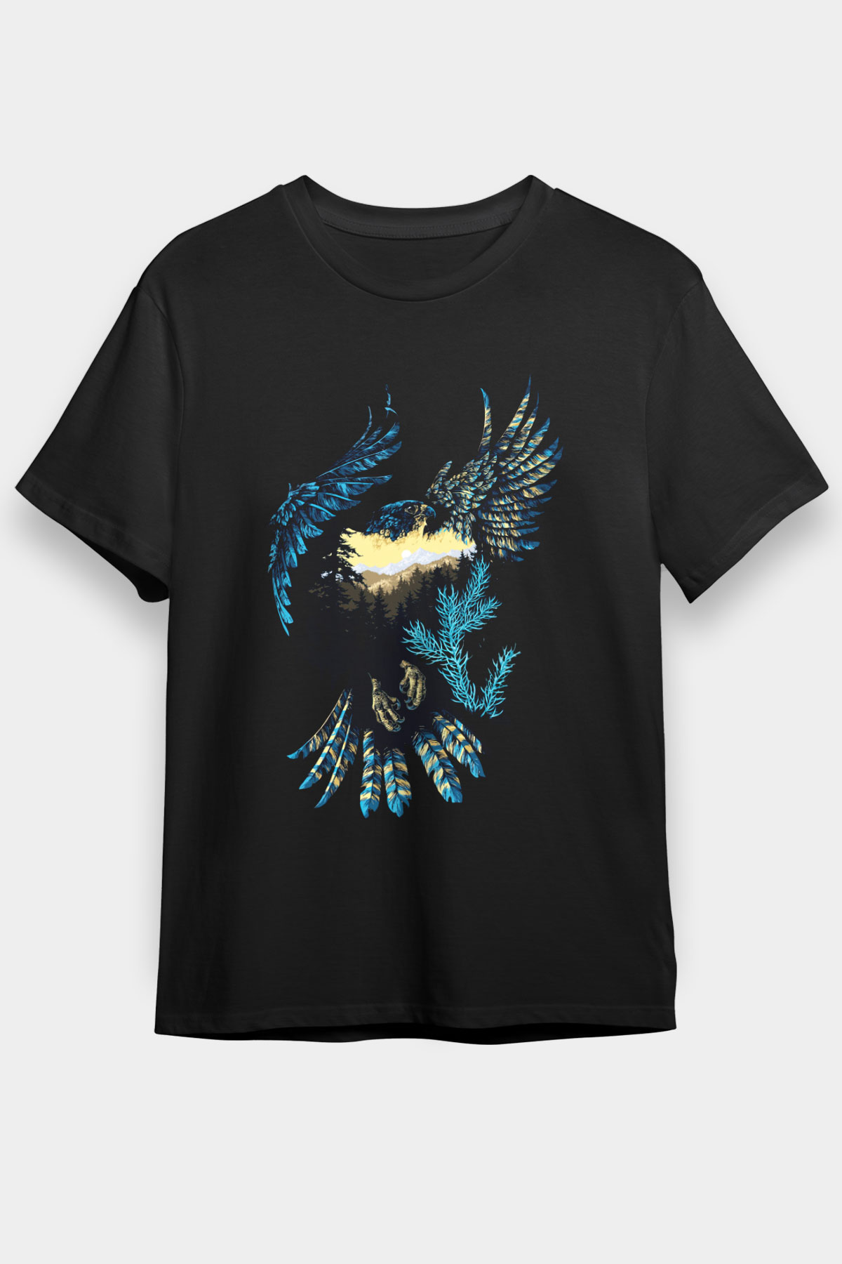 Kartal Siyah Unisex Tişört T-Shirt - TişörtFabrikası