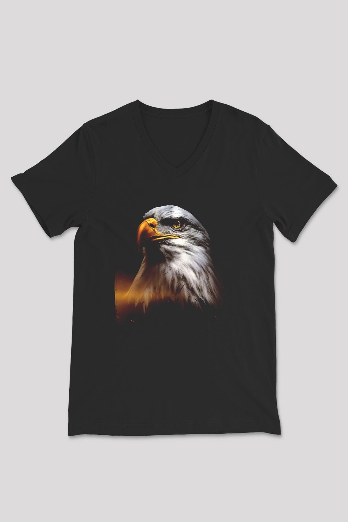 Kartal Siyah Unisex V Yaka Tişört
