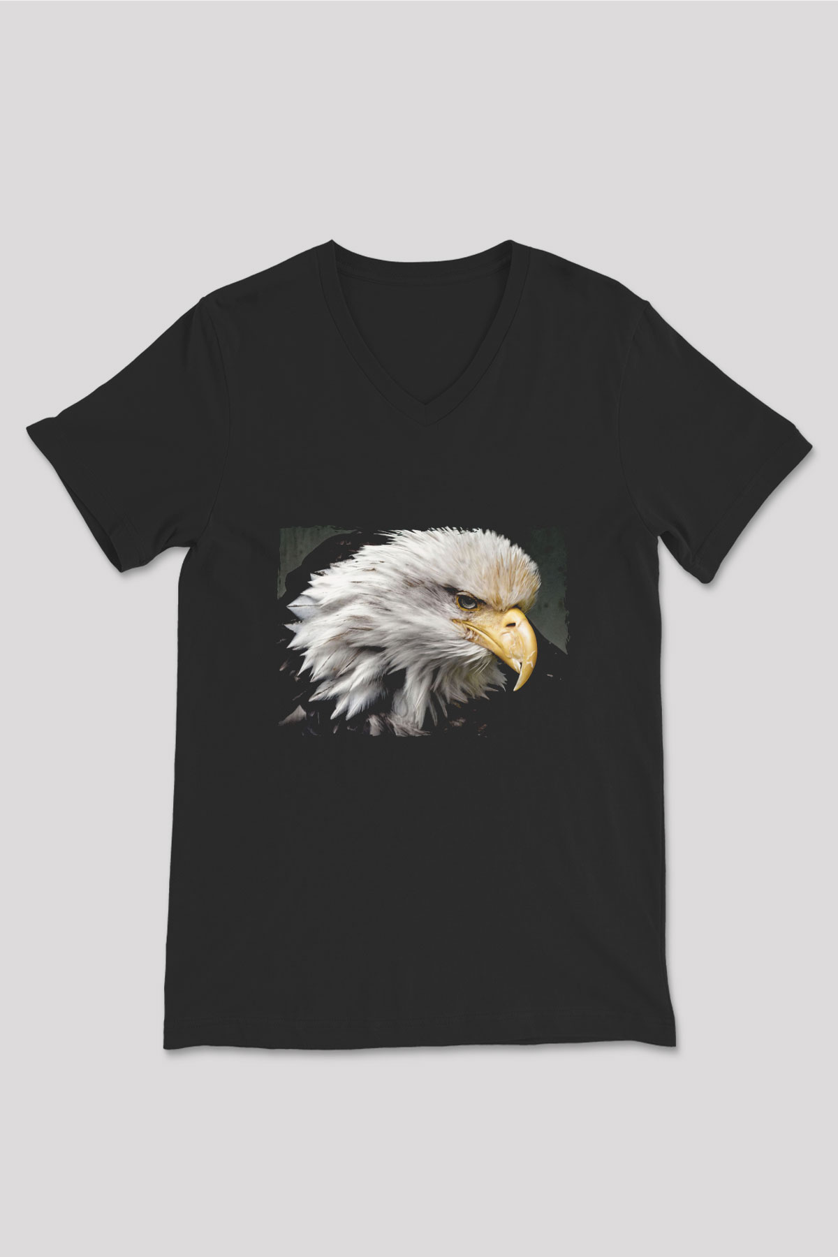Kartal Siyah Unisex V Yaka Tişört