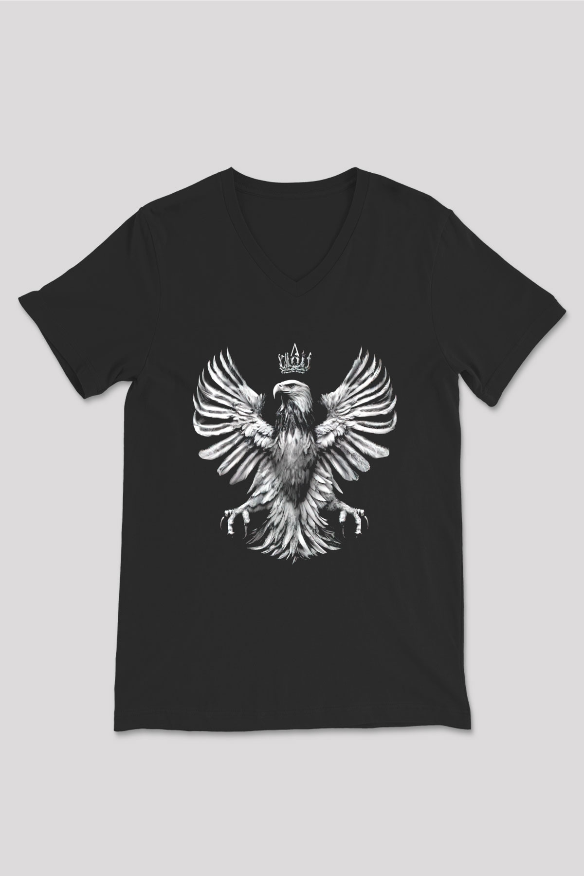 Kartal Siyah Unisex V Yaka Tişört