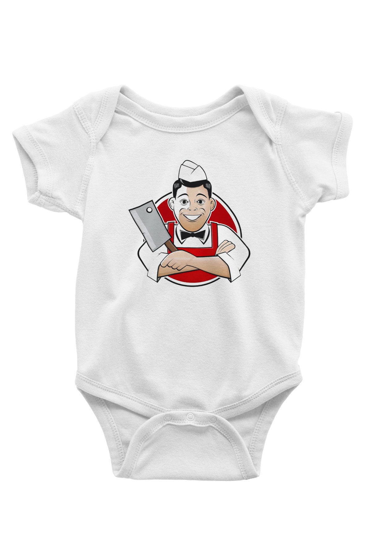 Kasap Baskılı Beyaz Unisex Bebek Body - Zıbın