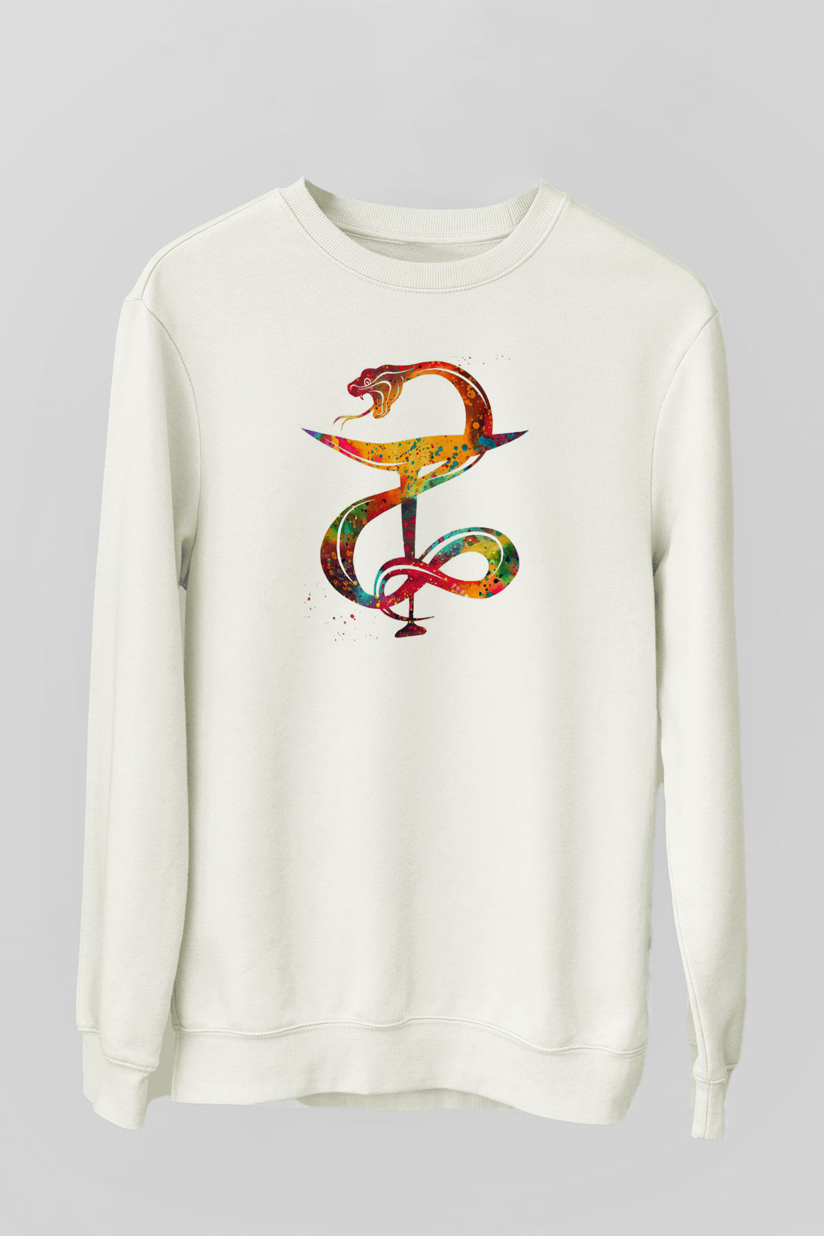 Kasede Hygieia Baskılı Unisex Ekru Sweatshirt
