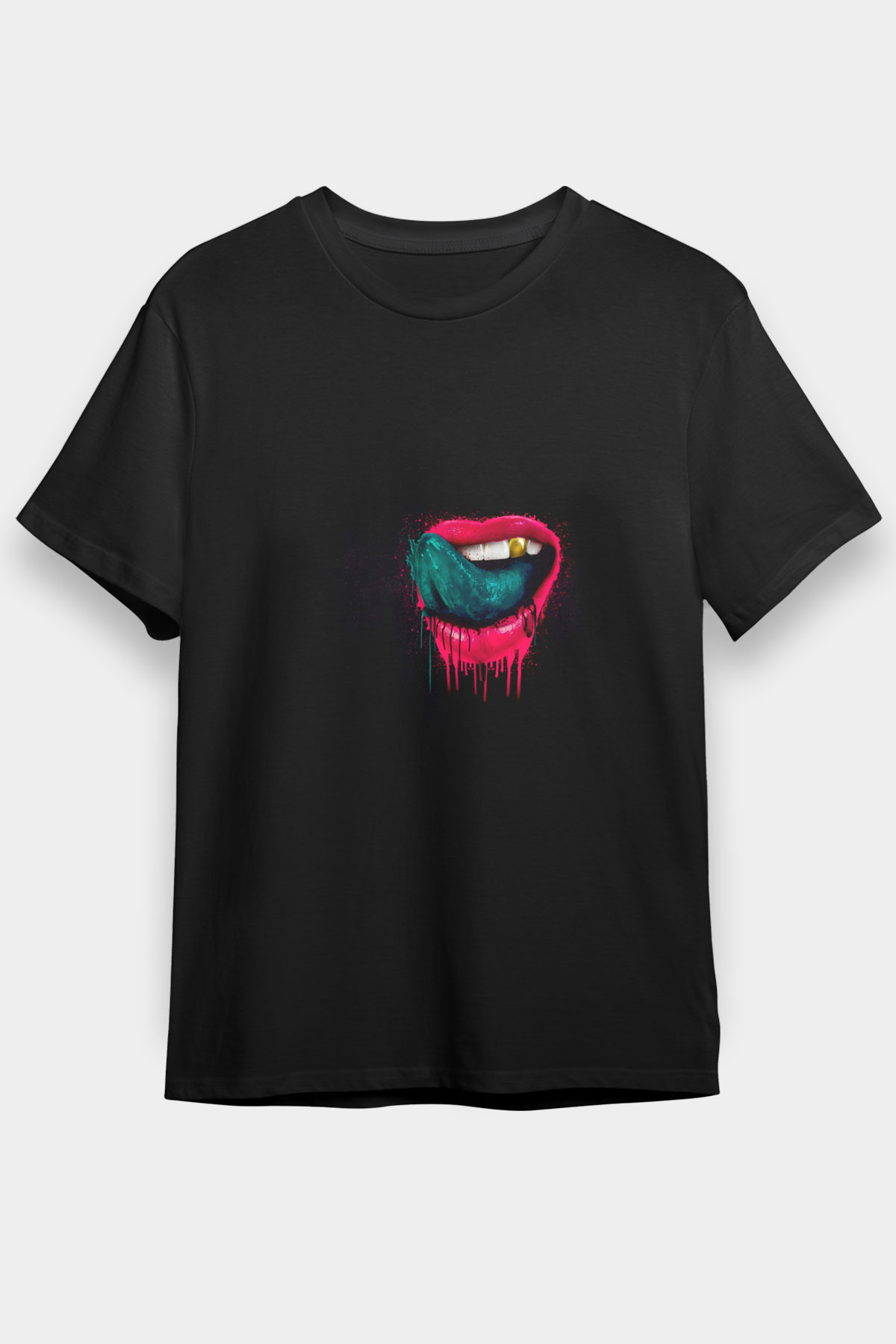 Kaskade Baskılı Unisex Siyah Tişört
