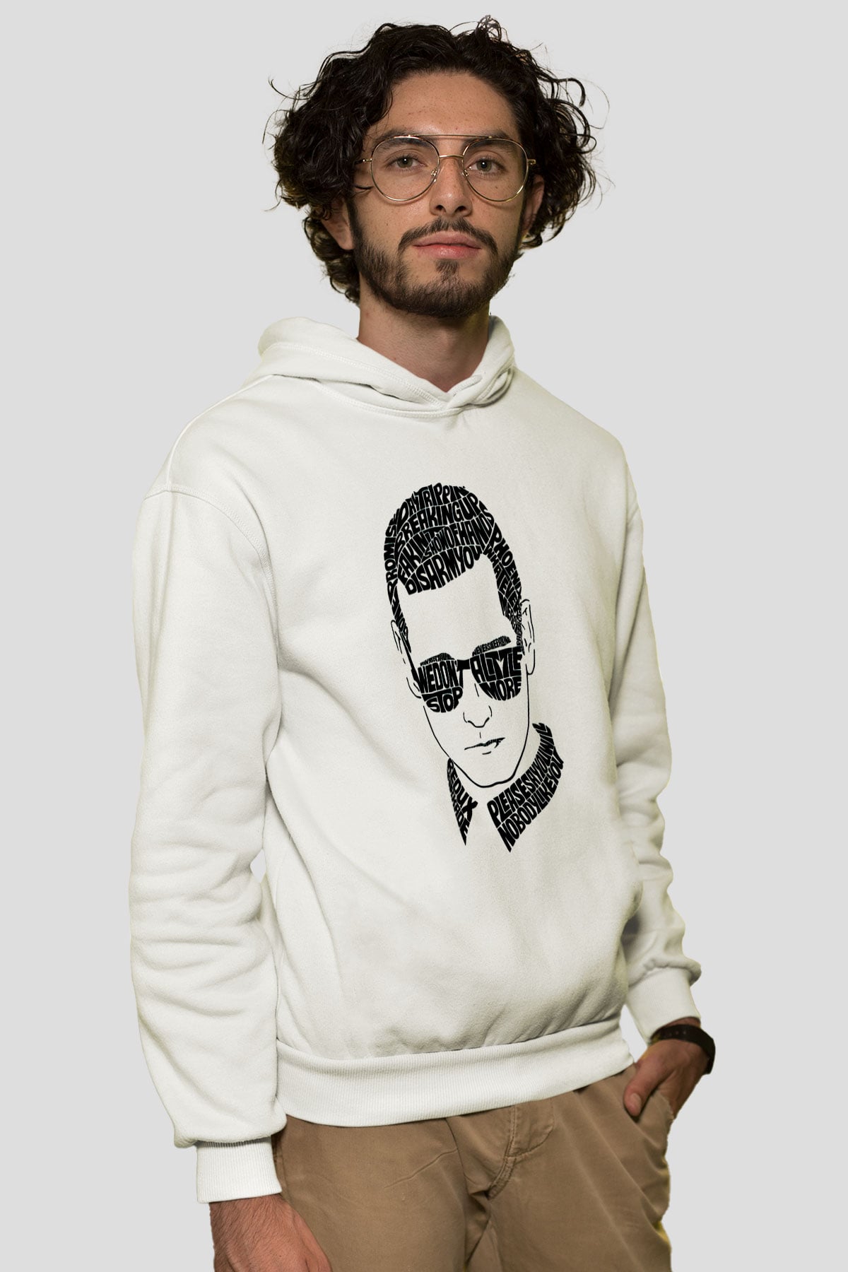 Kaskade Beyaz Unisex Kapüşonlu Sweatshirt