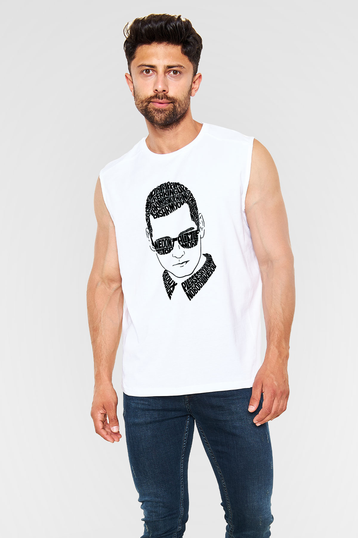 Kaskade Beyaz Unisex Kolsuz Tişört