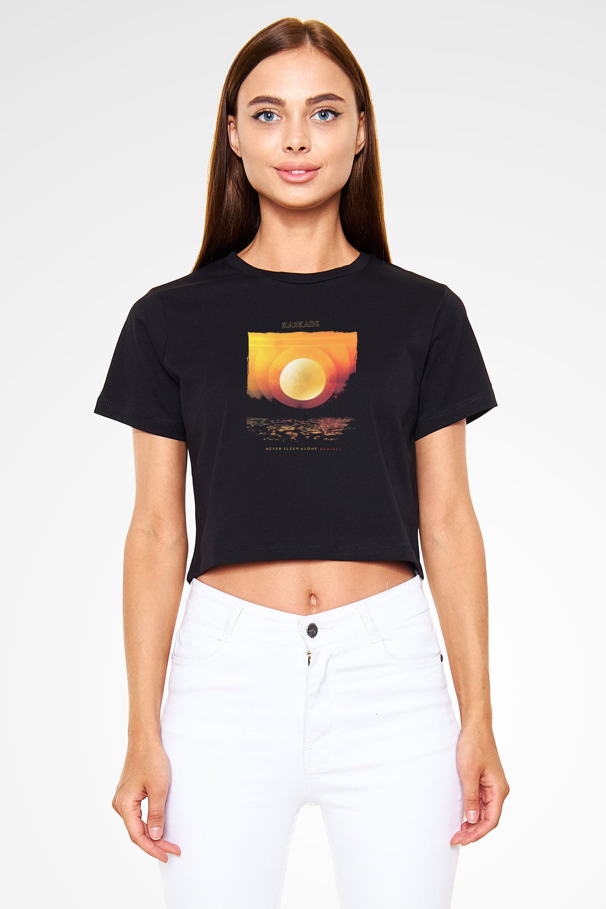 Kaskade Siyah  Crop Top Tişört